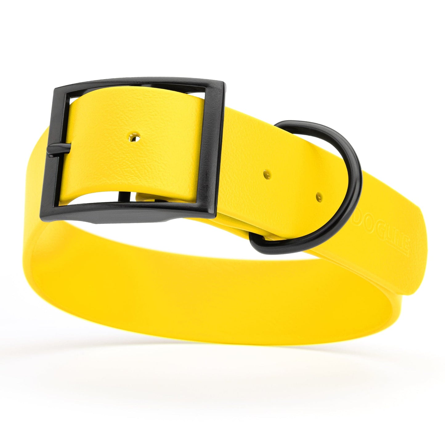 Dogline Biothane Waterproof Dog Collar with Black Hardware - 1.5" Wide, Size XL (20 to 24 inches) Lemon Yellow Dog Collars Dogline