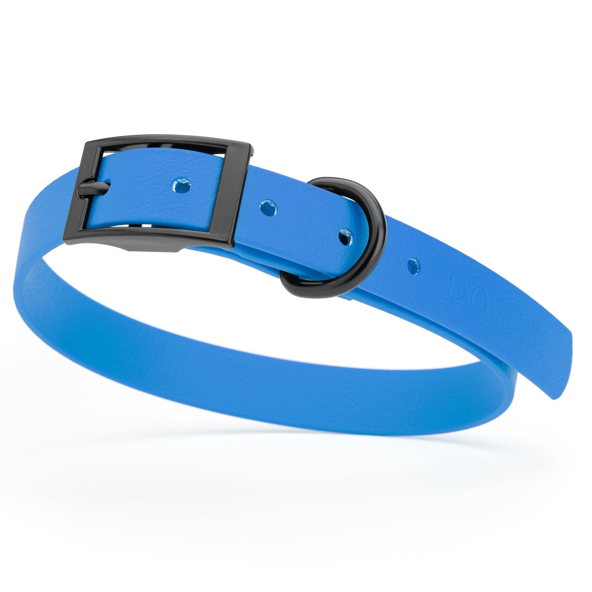 Dogline Biothane Waterproof Dog Collar with Black Hardware - Size M (15 to 18 inches) Cerulean Blue Dog Collars Dogline