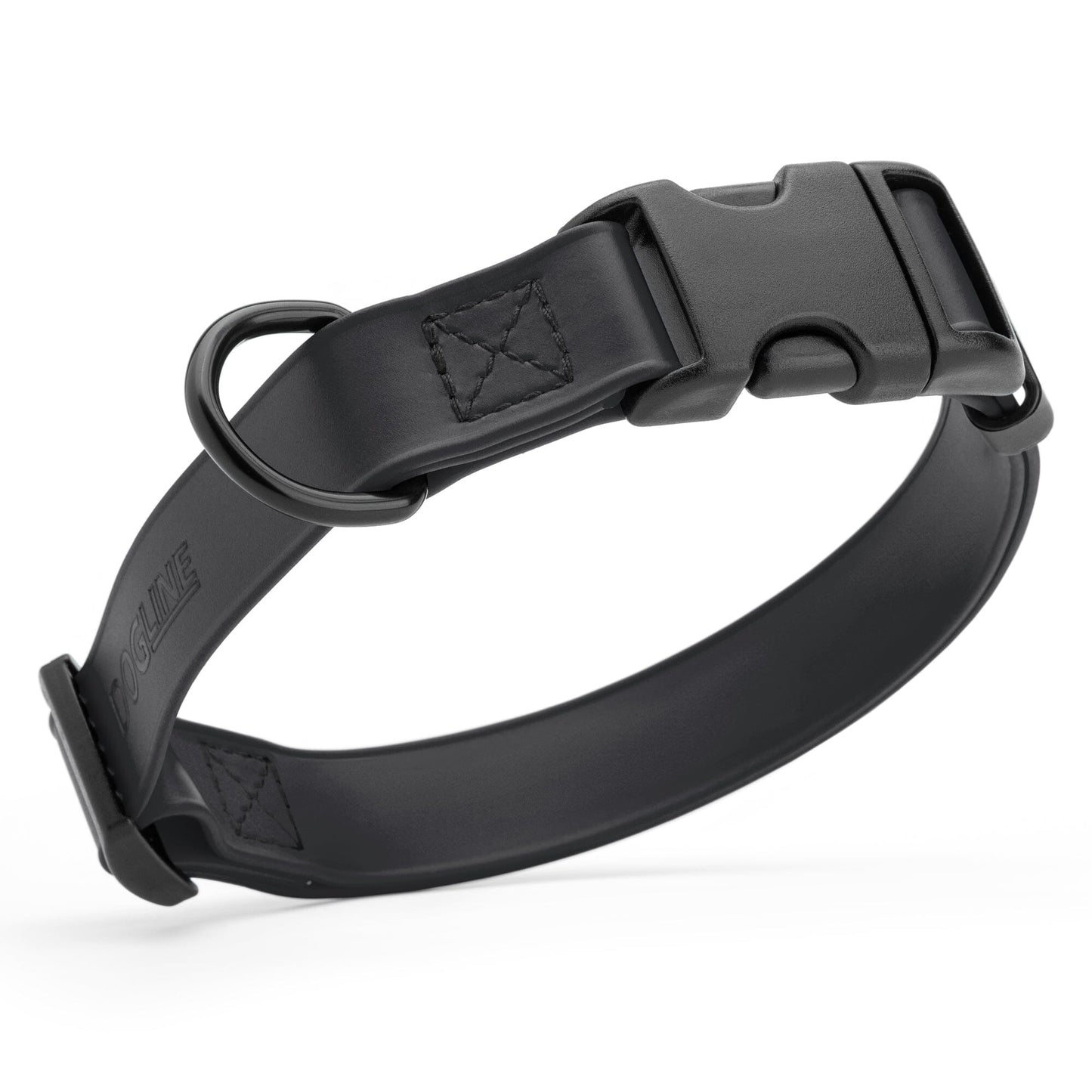 Dogline Biothane Waterproof Dog Collar with Quick Release Buckle 5 8"W by 10-14"L Black Dog Collars Dogline
