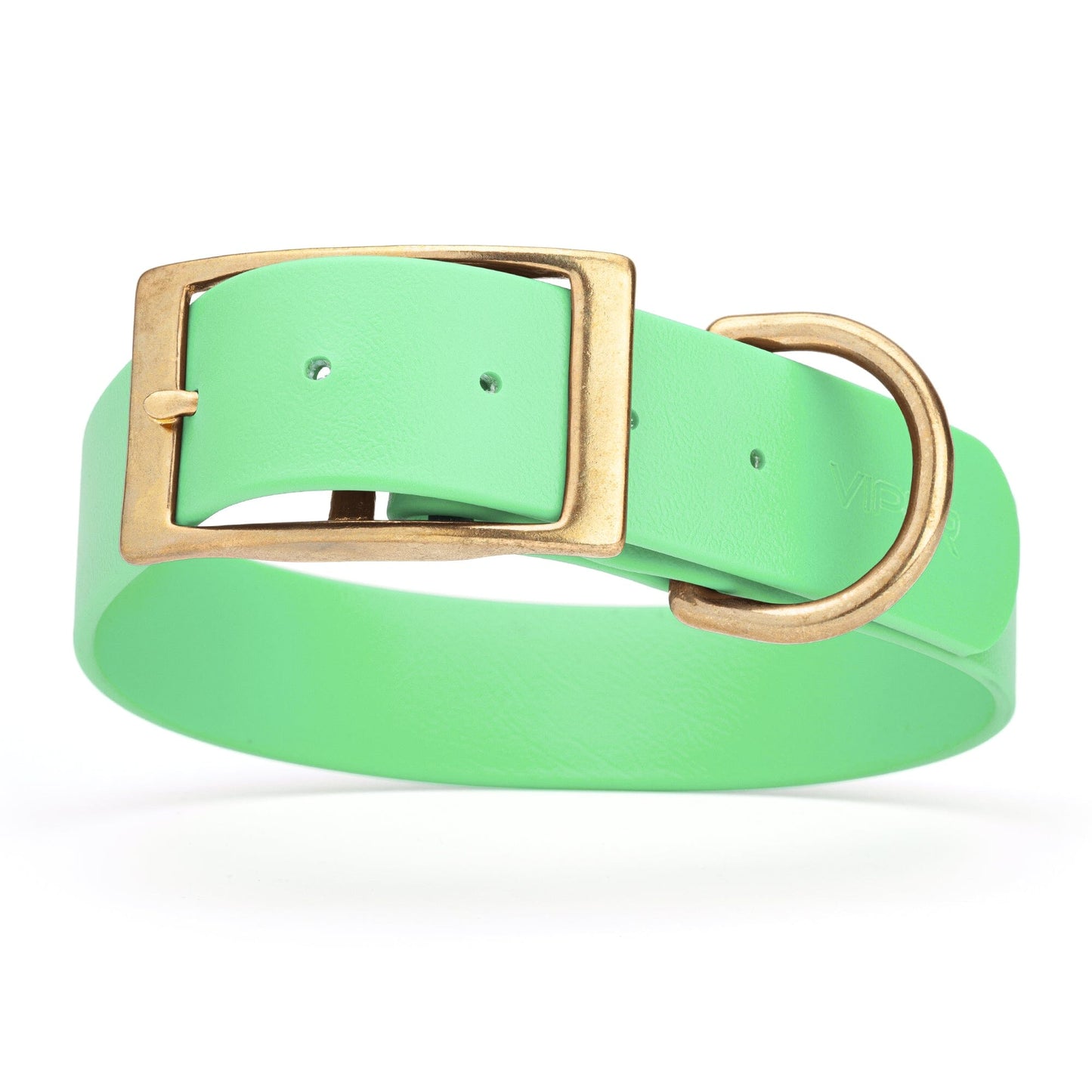 Viper Biothane Waterproof Dog Collar - Brass Hardware - 1.5in Wide, Size XXL (24 to 28 inches) Sea Foam Green Dog Collars Dogline