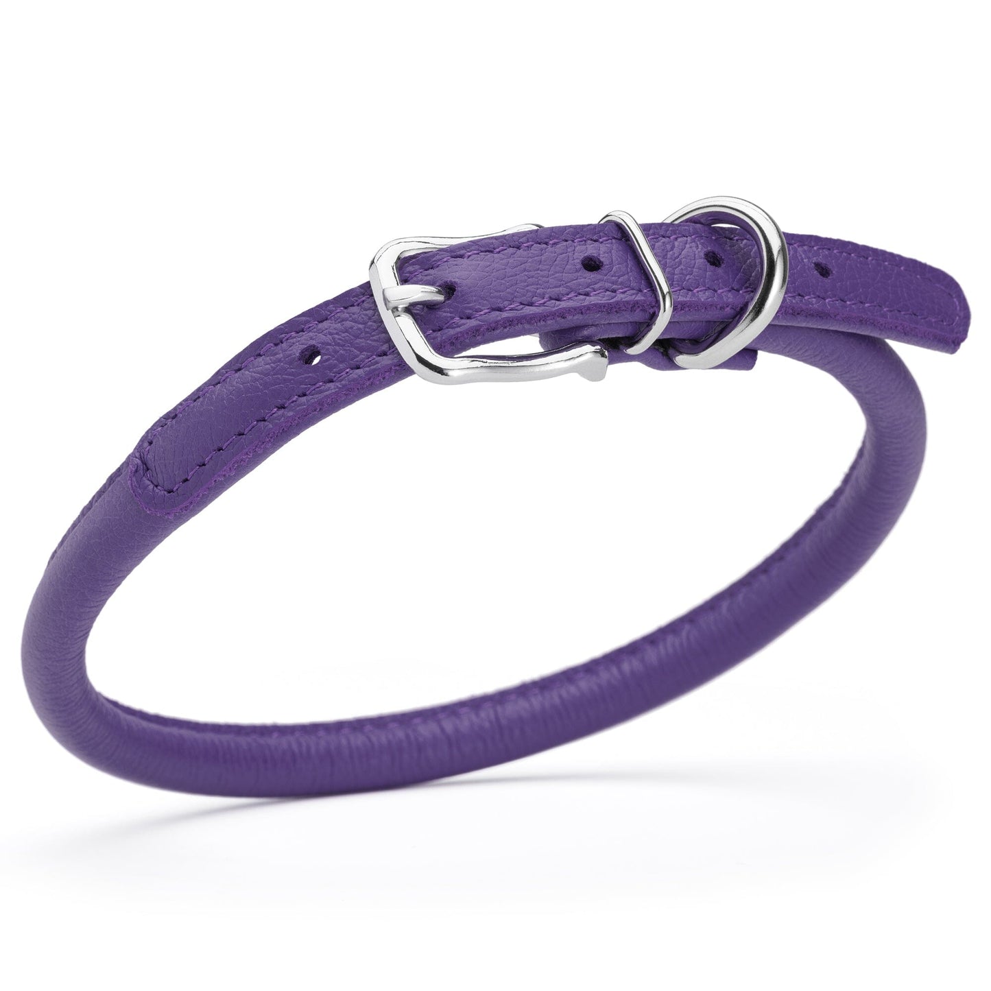 Soft Leather Round Dog Collar Purple 16-19" 3 8" Dog Collars Dogline