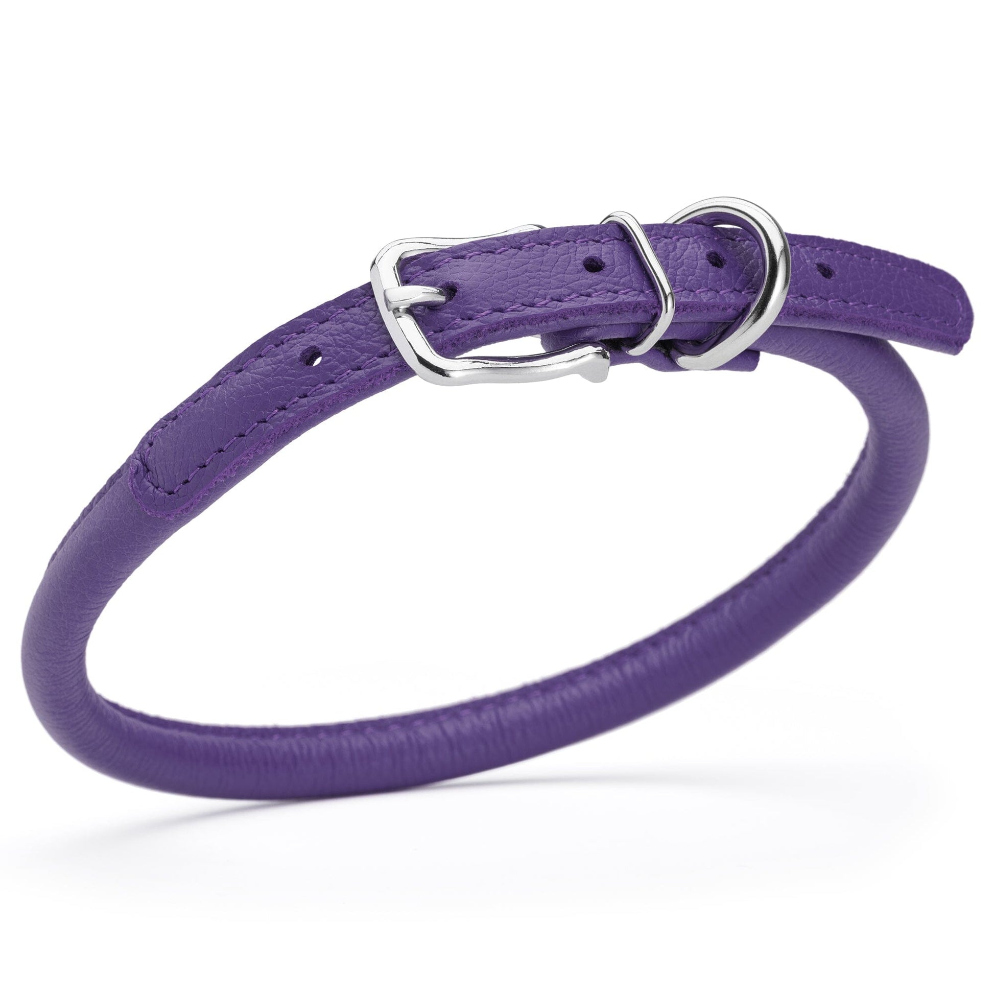Soft Leather Round Dog Collar Purple 16-19" 3 8" Dog Collars Dogline