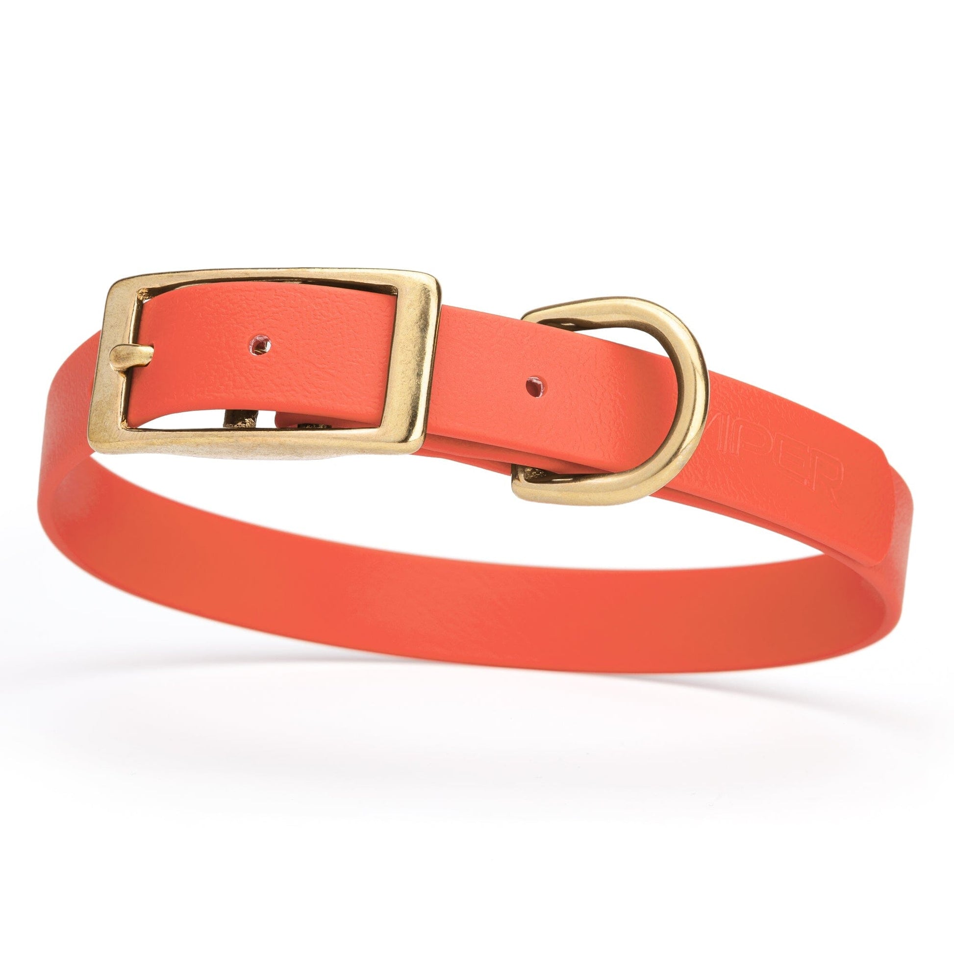 Viper Biothane Waterproof Dog Collar - Brass Hardware - Size M (15 to 18 inches) Coral Dog Collars Dogline