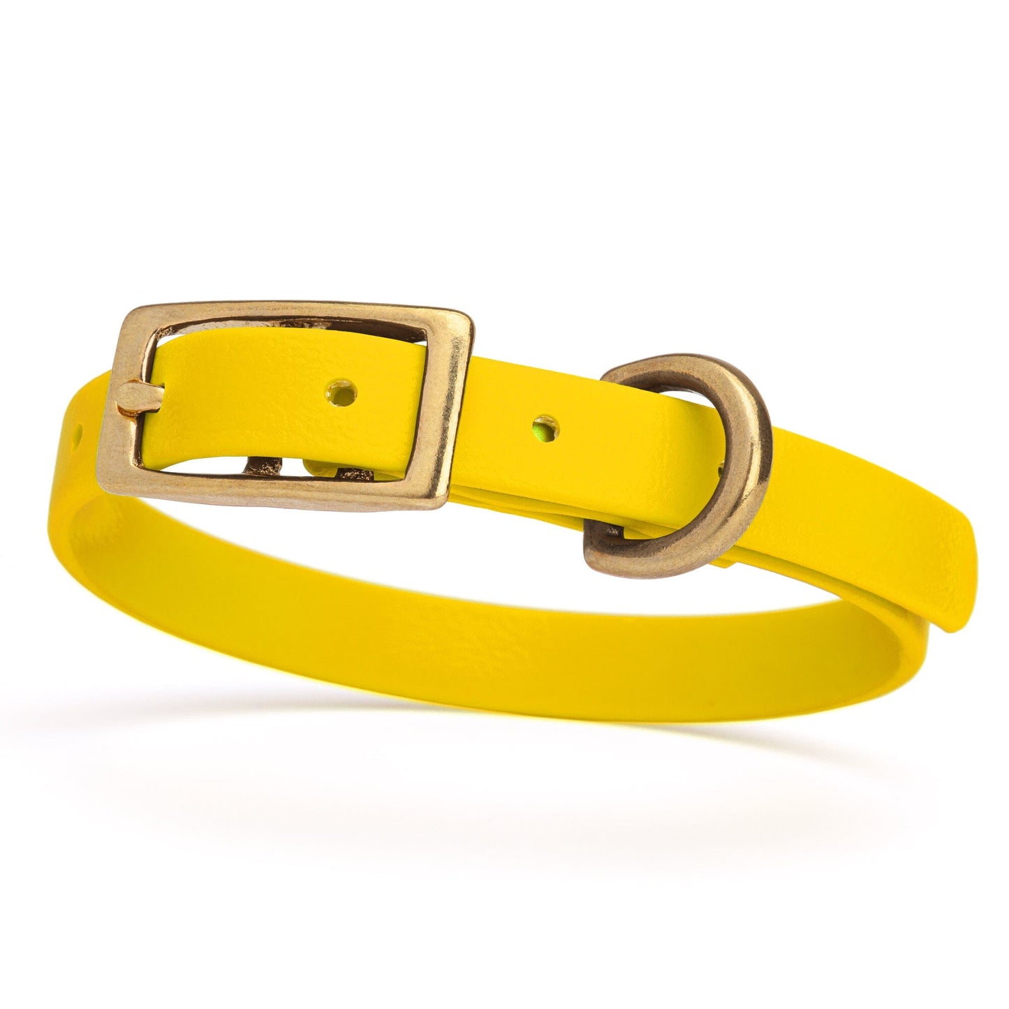 Viper Biothane Waterproof Dog Collar with Brass Hardware Lemon Yellow L 9"-12" x W 1 2" Dog Collars Dogline