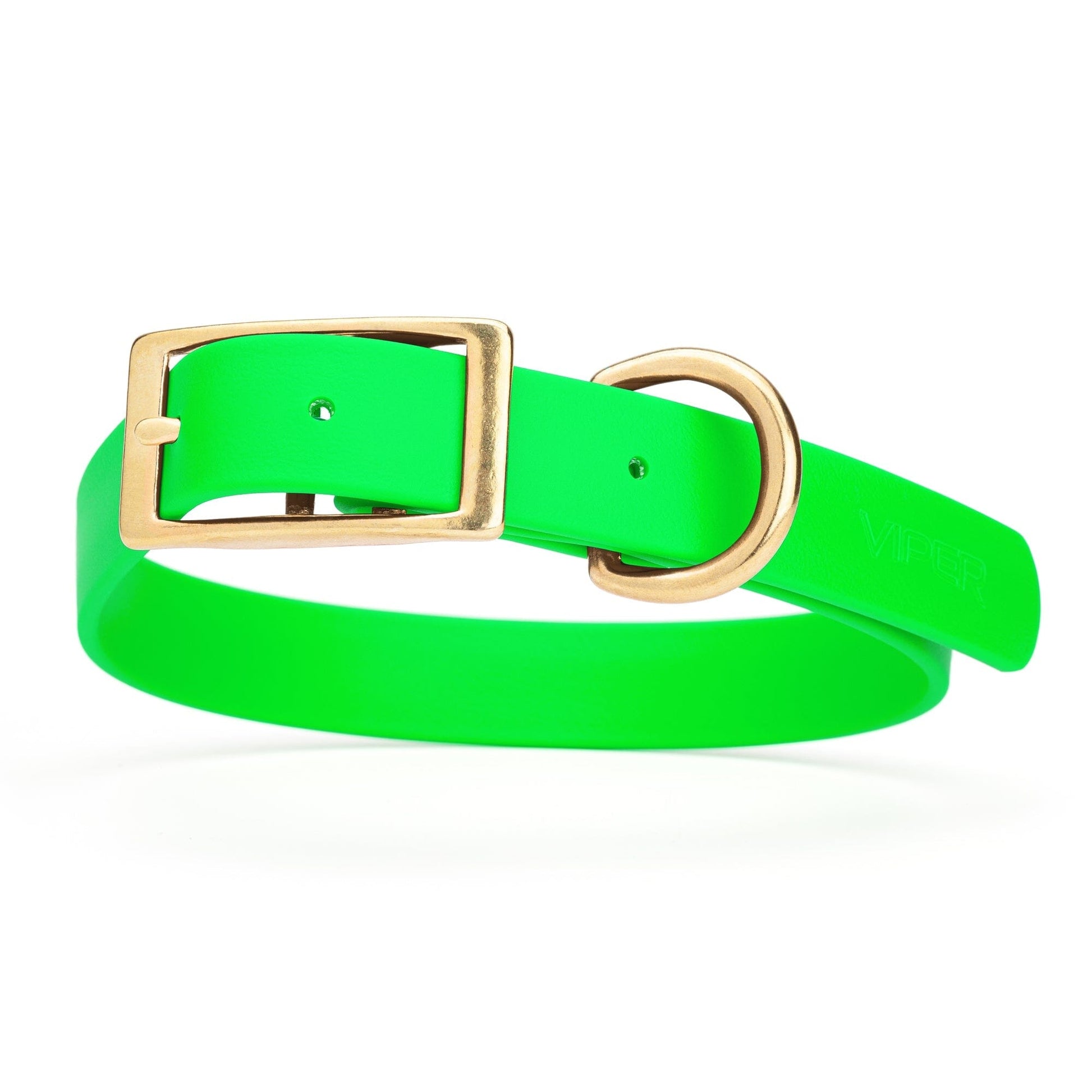 Viper Biothane Waterproof Dog Collar - Brass Hardware - Size XL (22 to 25 inches) Tropical Green Dog Collars Dogline
