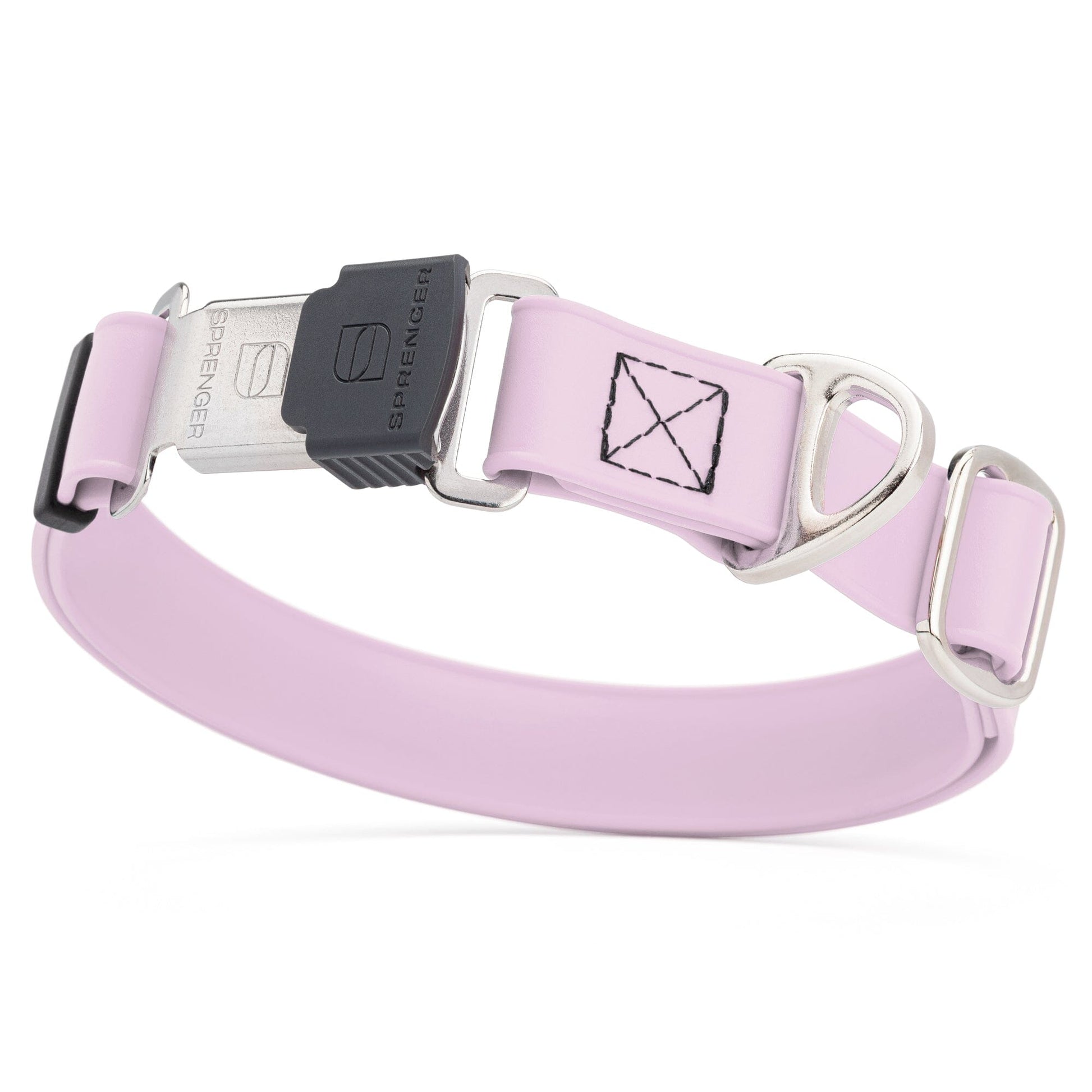 Sprenger BioThane Waterproof Dog Collar with Stainless Steel ClicLock Quick Release Buckle Pastel Purple Silver Buckle Dog Collars Dogline