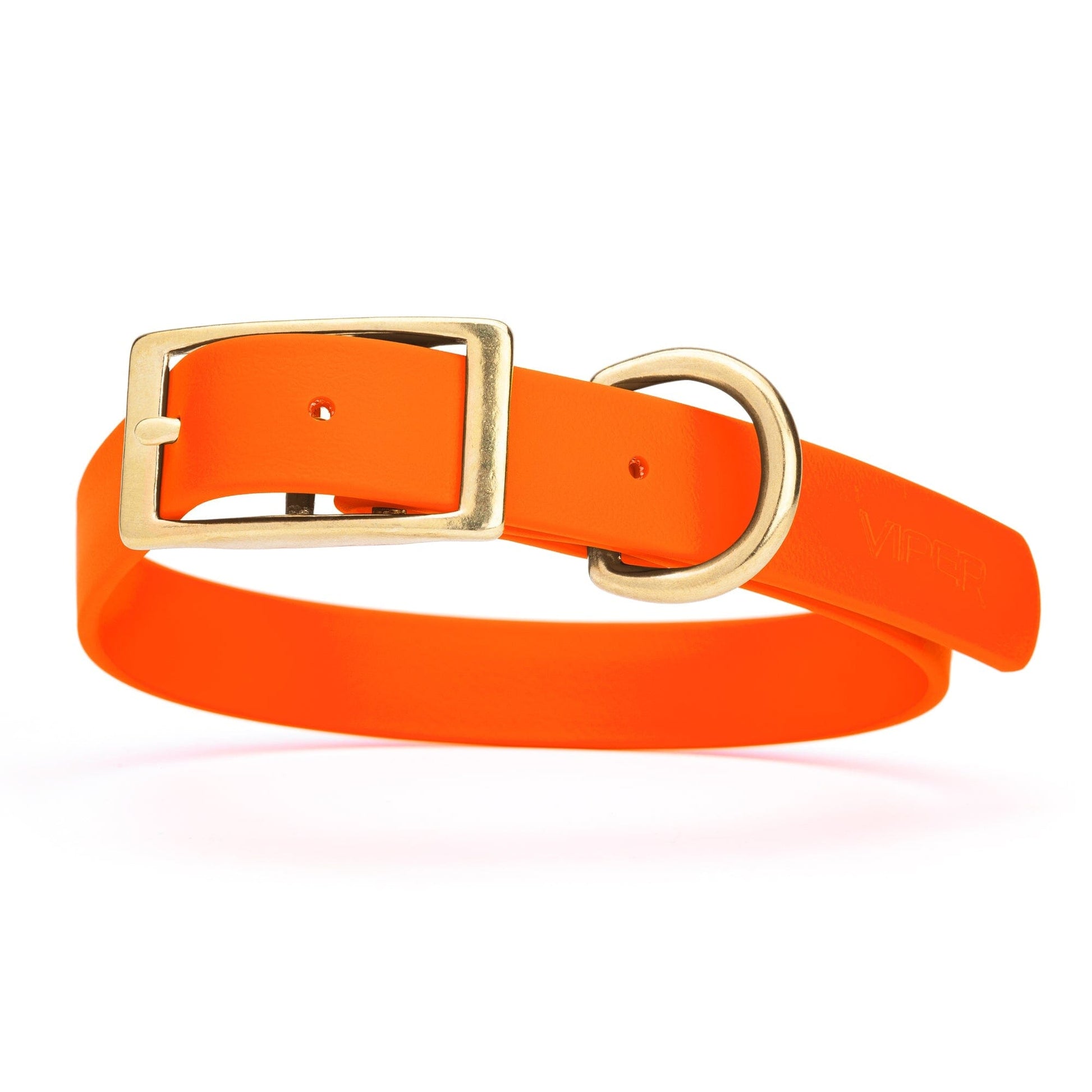 Viper Biothane Waterproof Dog Collar - Brass Hardware - Size L (18 to 22 inches) Hunter Orange Dog Collars Dogline