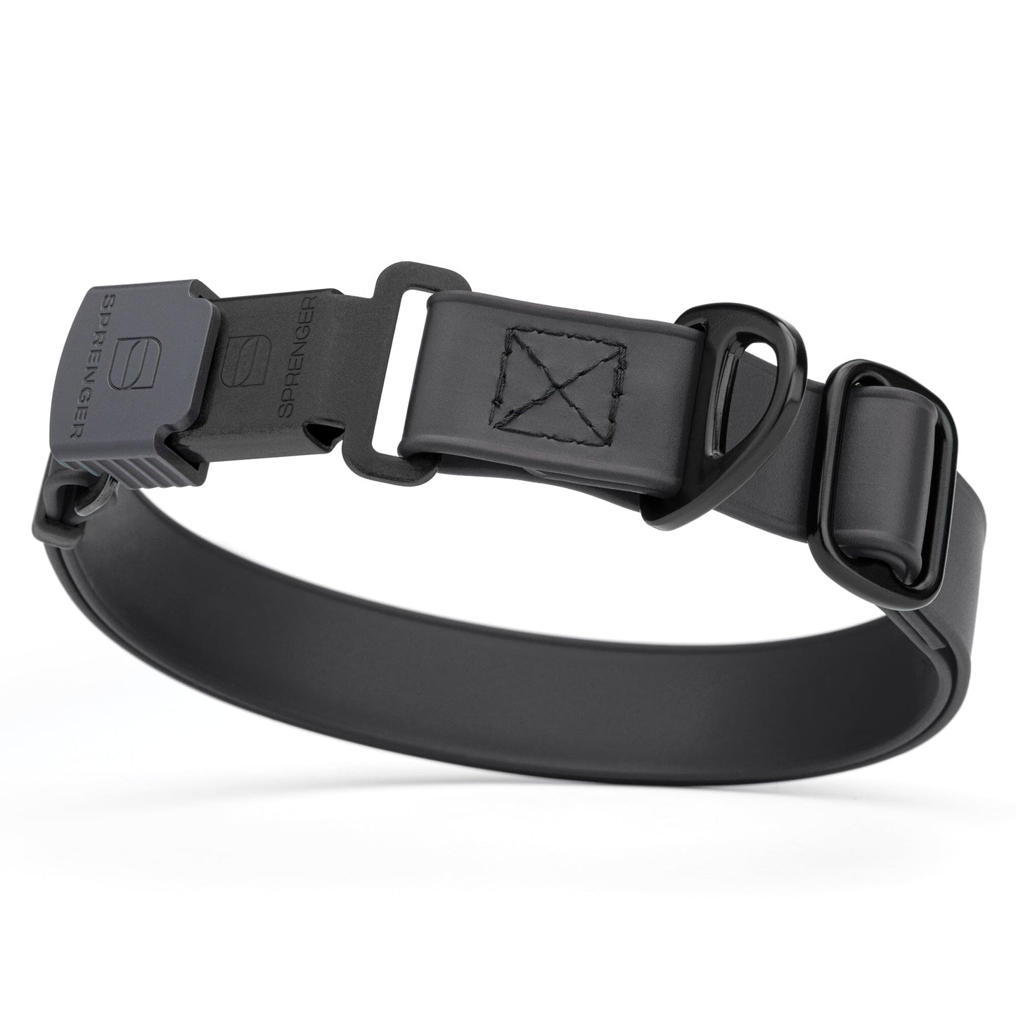 Sprenger BioThane Waterproof Dog Collar with Stainless Steel ClicLock Quick Release Buckle Black Black Buckle Dog Collars Dogline