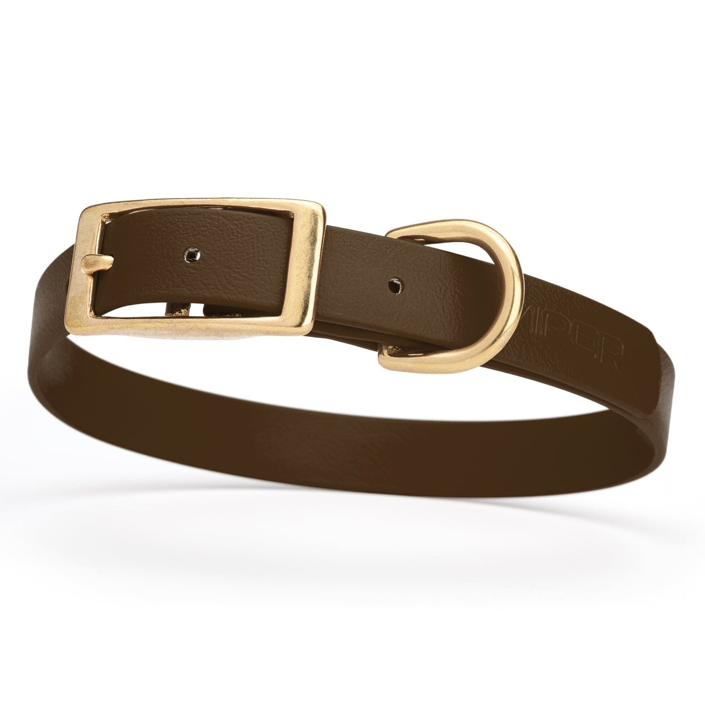 Viper Biothane Waterproof Dog Collar - Brass Hardware - Size M (15 to 18 inches) Dark Chocolate Brown Dog Collars Dogline