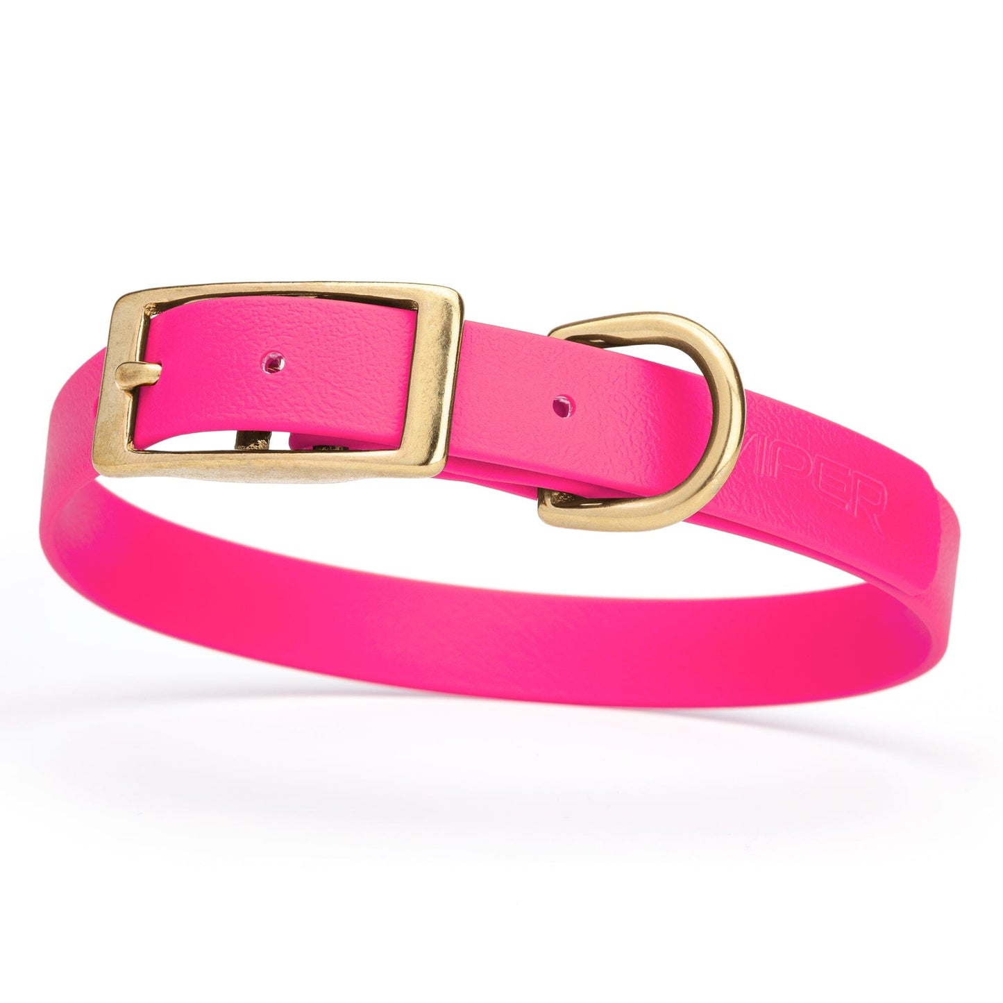 Viper Biothane Waterproof Dog Collar - Brass Hardware - Size M (15 to 18 inches) Passionfruit Pink Dog Collars Dogline