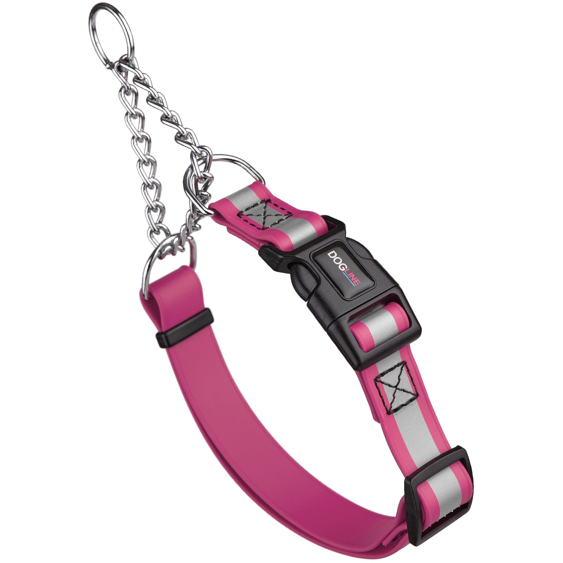 Reflective Biothane Martingale Collar with Quick Release Buckle Passionfruit Pink Dog Collars Dogline