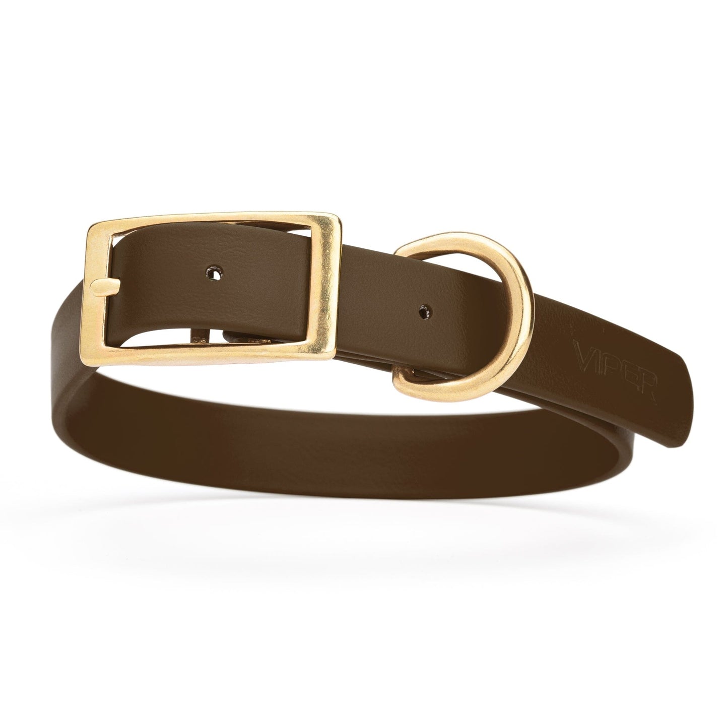 Viper Biothane Waterproof Dog Collar - Brass Hardware - Size XL (22 to 25 inches) Dark Chocolate Brown Dog Collars Dogline