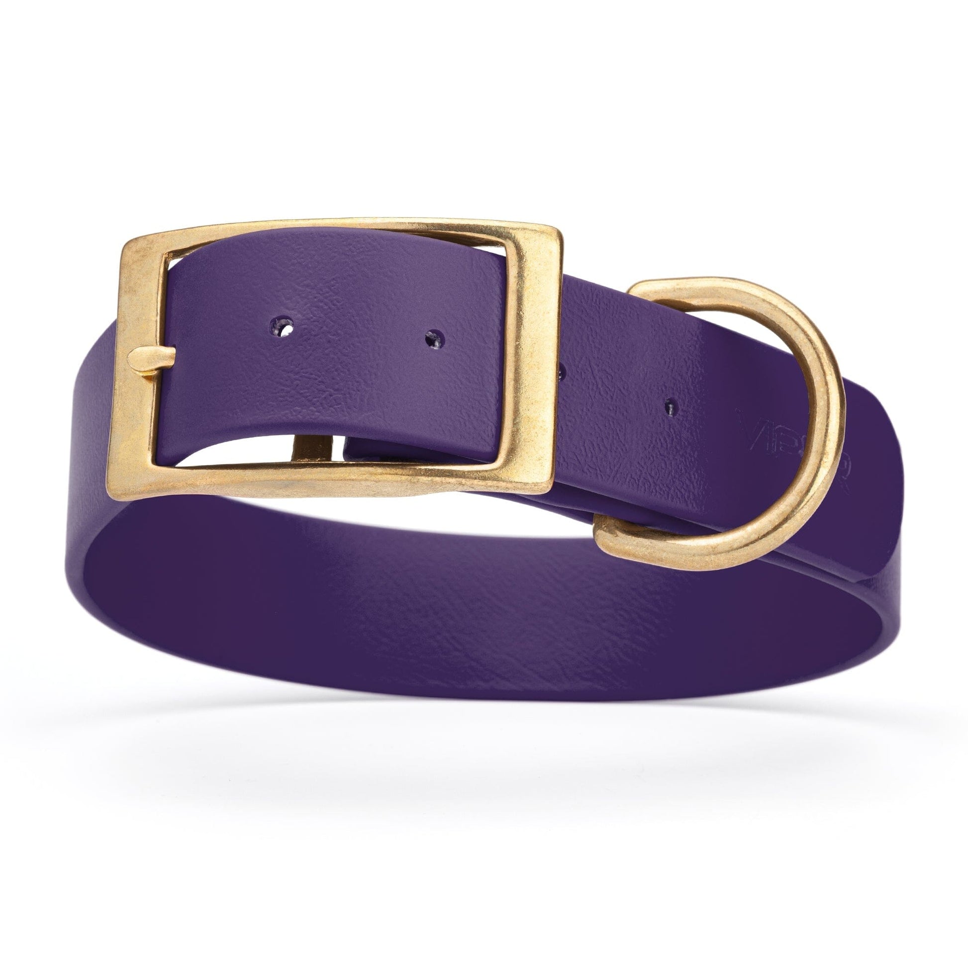 Viper Biothane Waterproof Dog Collar - Brass Hardware - 1.5in Wide, Size XL (20 to 24 inches) Violet Purple Dog Collars Dogline