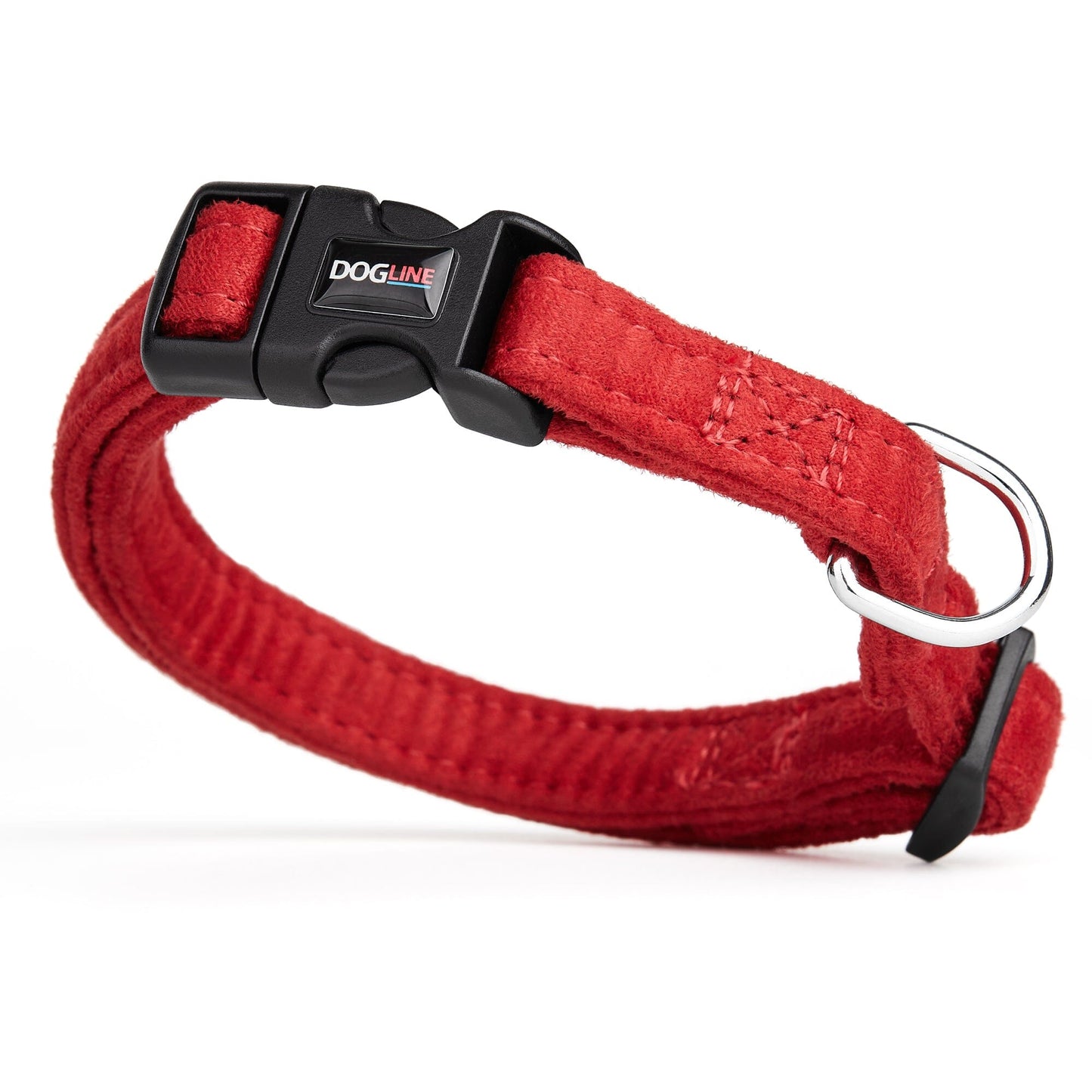 Comfort Microfiber Flat Dog Collar Red 11-17" 5 8" Dog Collars Dogline