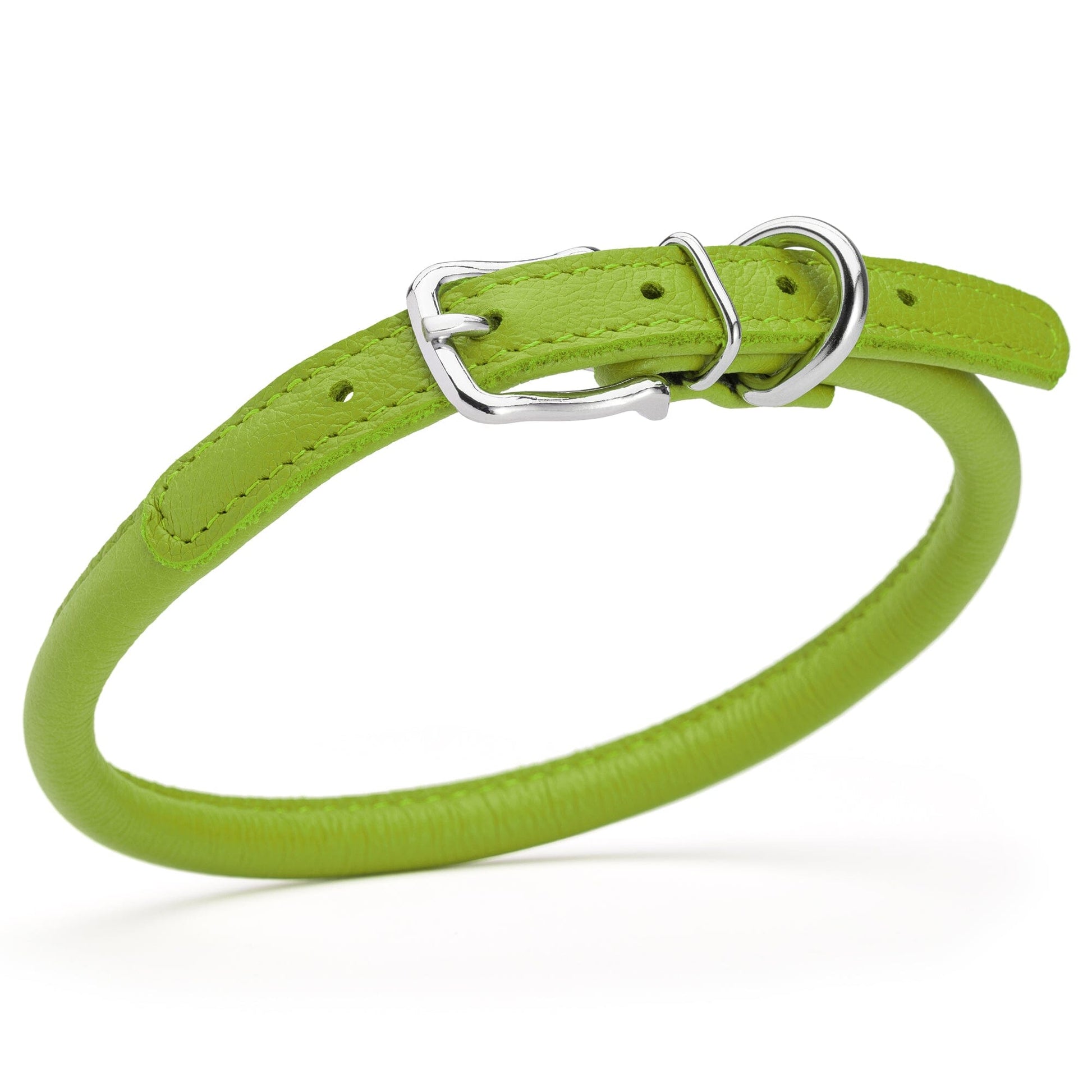Soft Leather Round Dog Collar Lime Green 16-19" 3 8" Dog Collars Dogline