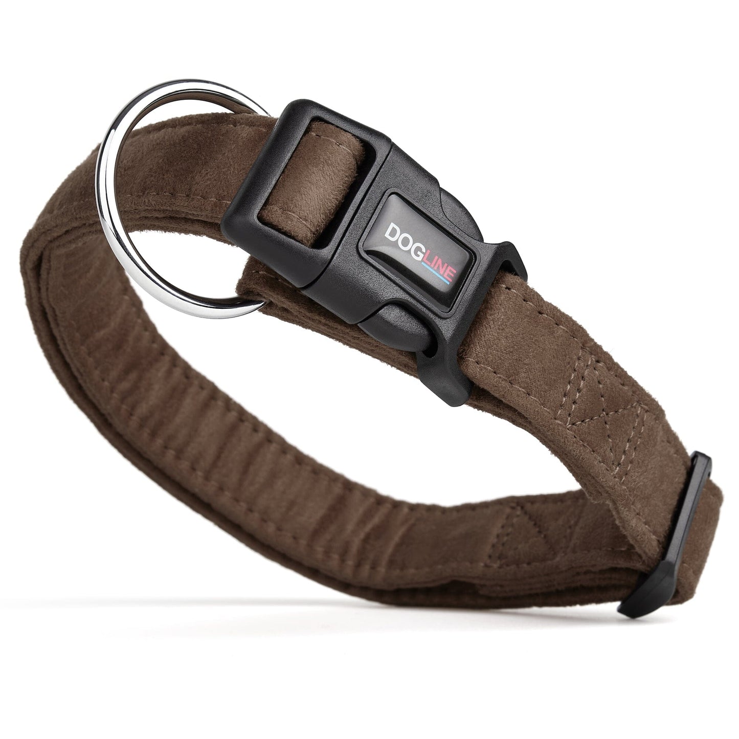 Comfort Microfiber Flat Dog Collar Brown Dog Collars Dogline