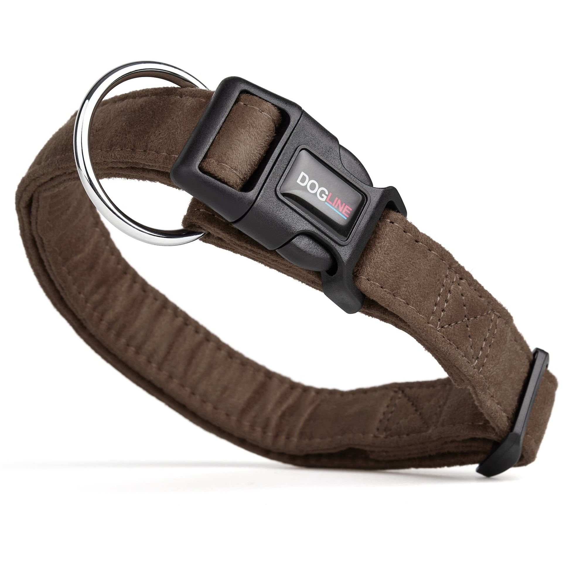 Comfort Microfiber Flat Dog Collar Brown Dog Collars Dogline