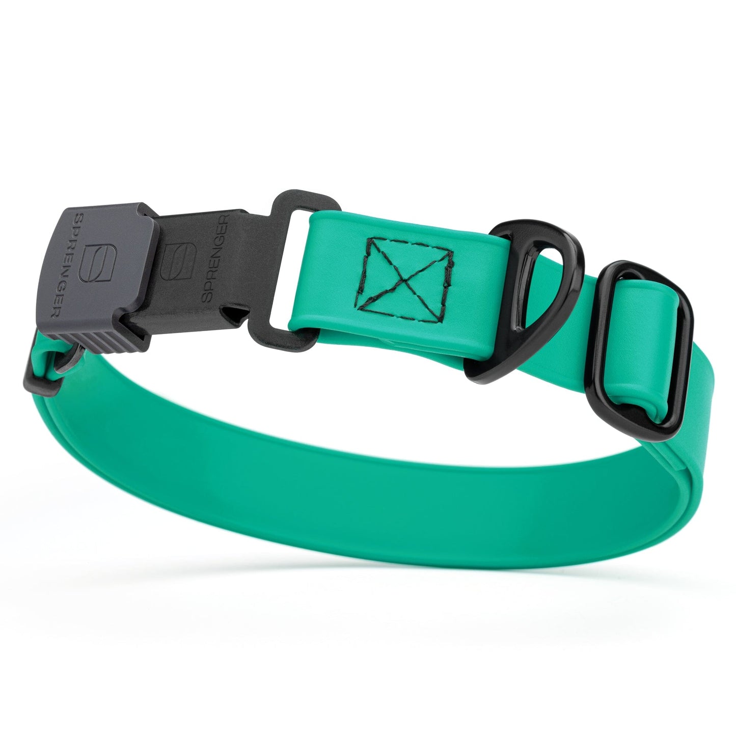 Sprenger BioThane Waterproof Dog Collar with Stainless Steel ClicLock Quick Release Buckle Teal Black Buckle Dog Collars Dogline