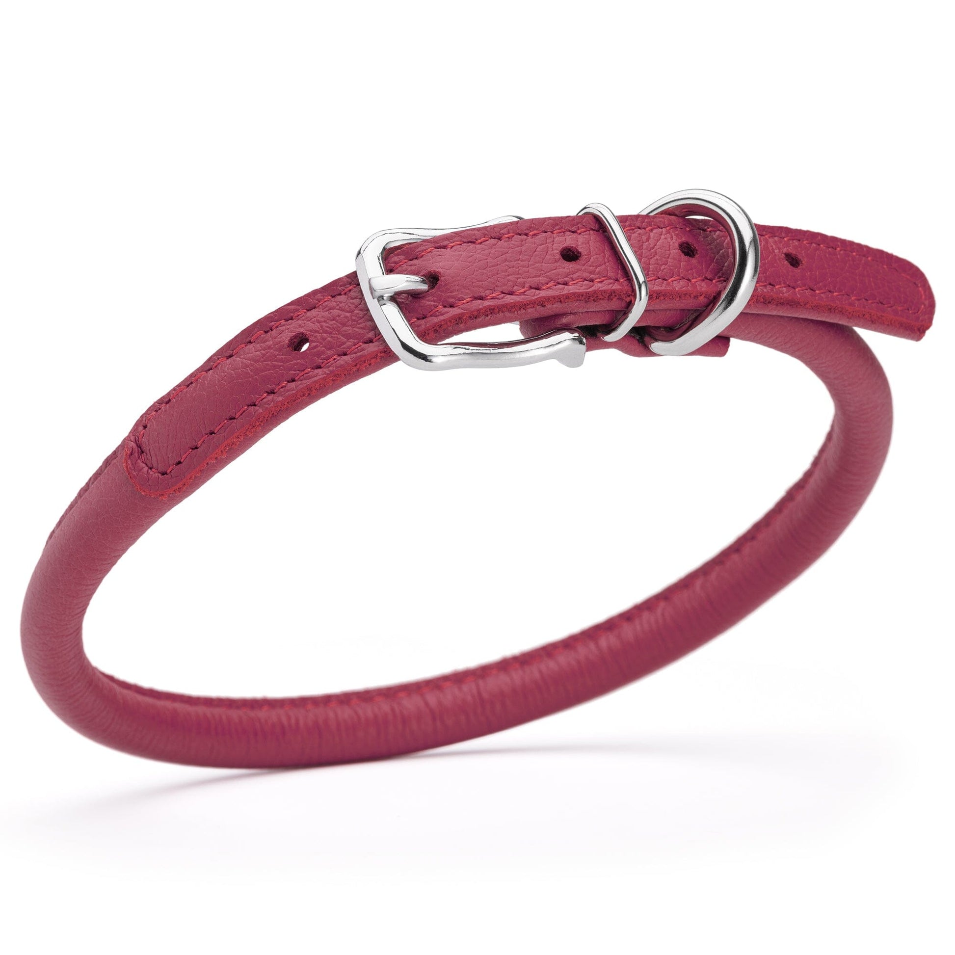 Soft Leather Round Dog Collar Pink 16-19" 3 8" Dog Collars Dogline