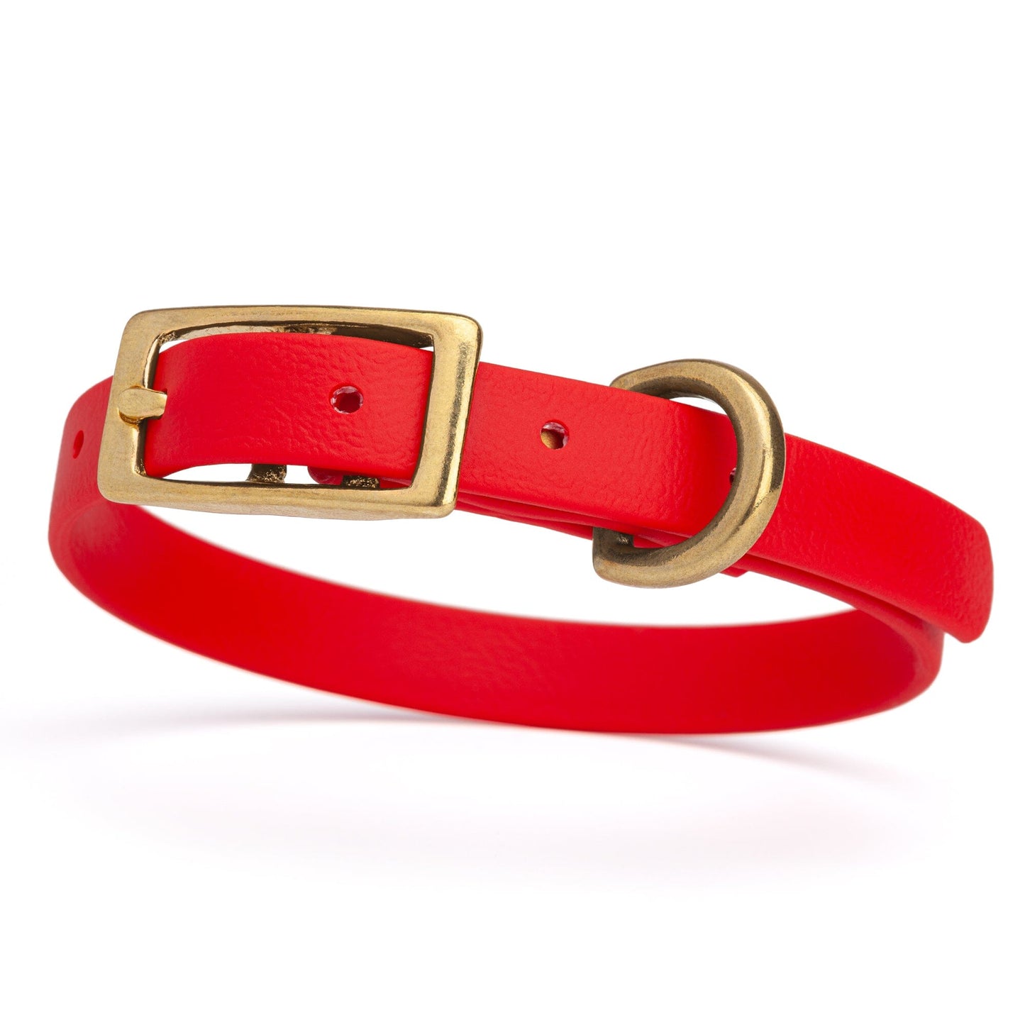 Viper Biothane Waterproof Dog Collar with Brass Hardware Cherry Red L 9"-12" x W 1 2" Dog Collars Dogline