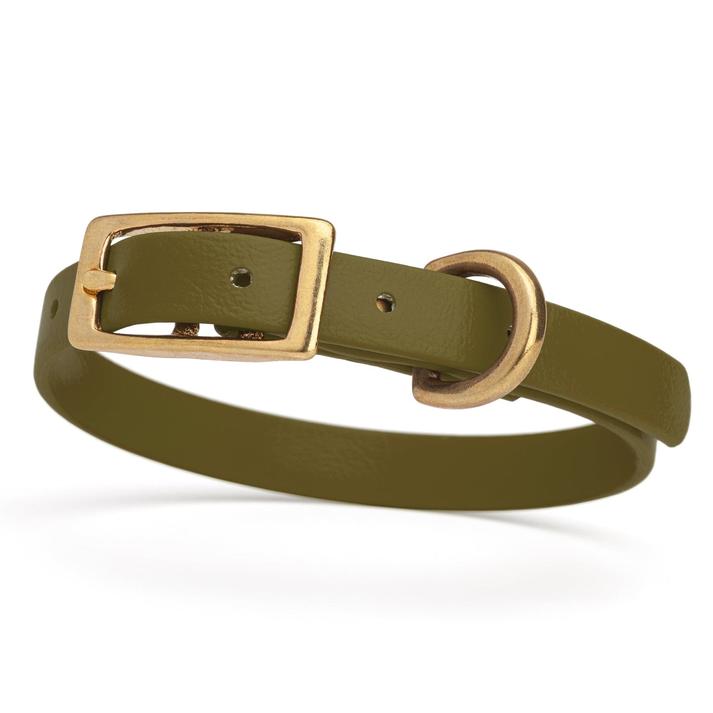 Viper Biothane Waterproof Dog Collar with Brass Hardware Olive Drab Green L 9"-12" x W 1 2" Dog Collars Dogline
