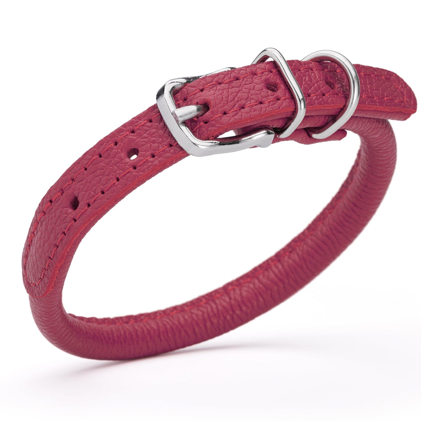 Soft Leather Round Dog Collar Pink 1 3" Dog Collars Dogline