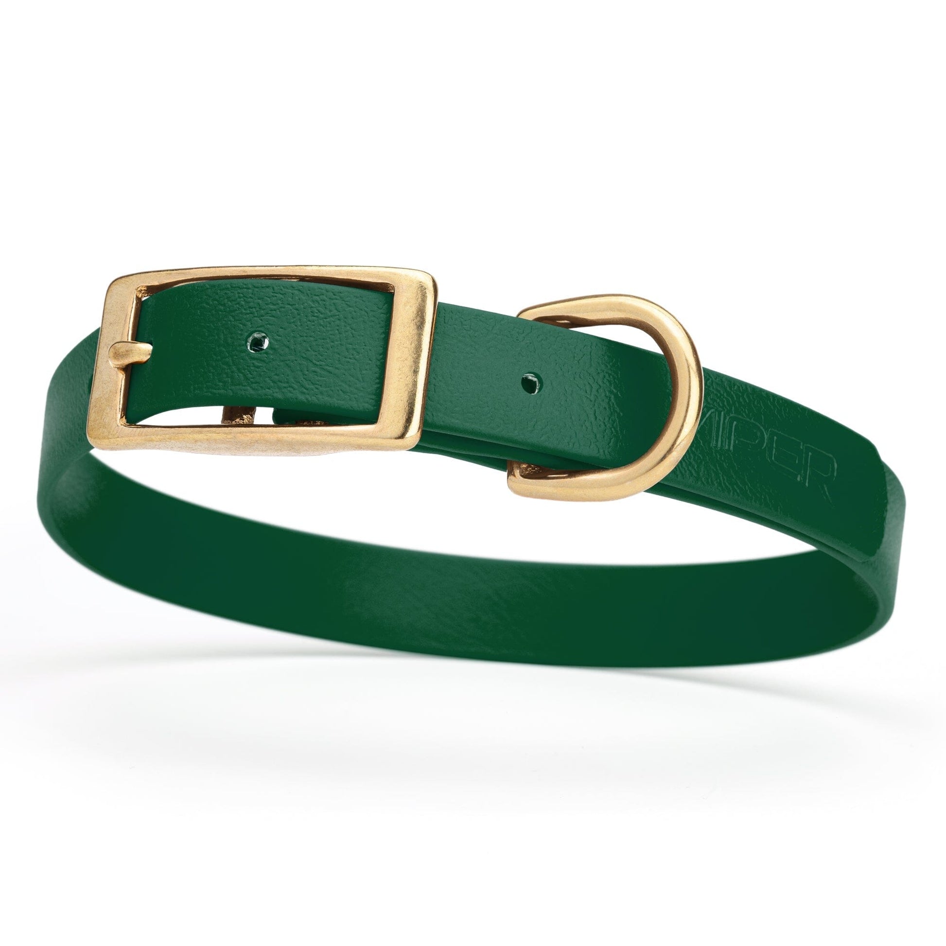 Viper Biothane Waterproof Dog Collar - Brass Hardware - Size M (15 to 18 inches) Hunter Green Dog Collars Dogline