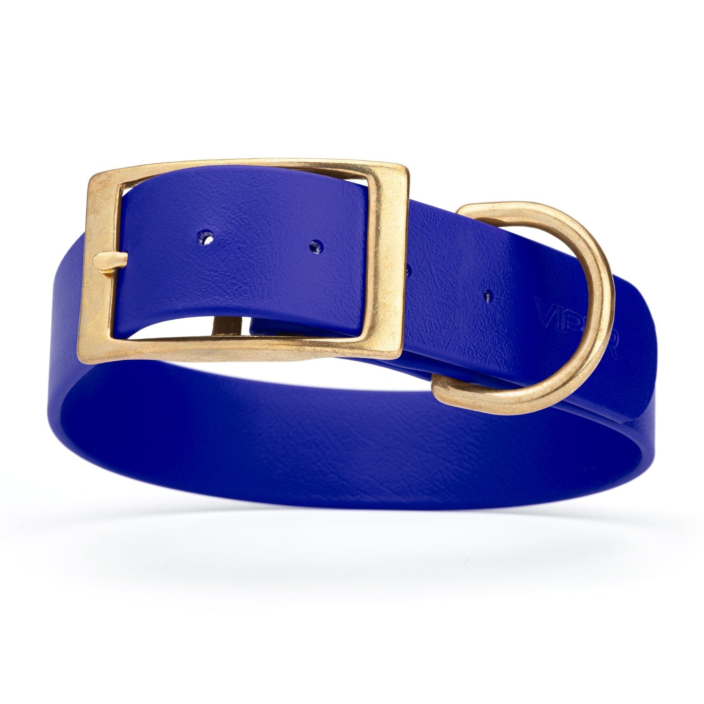 Viper Biothane Waterproof Dog Collar - Brass Hardware - 1.5in Wide, Size XL (20 to 24 inches) Blueberry Royal Dog Collars Dogline