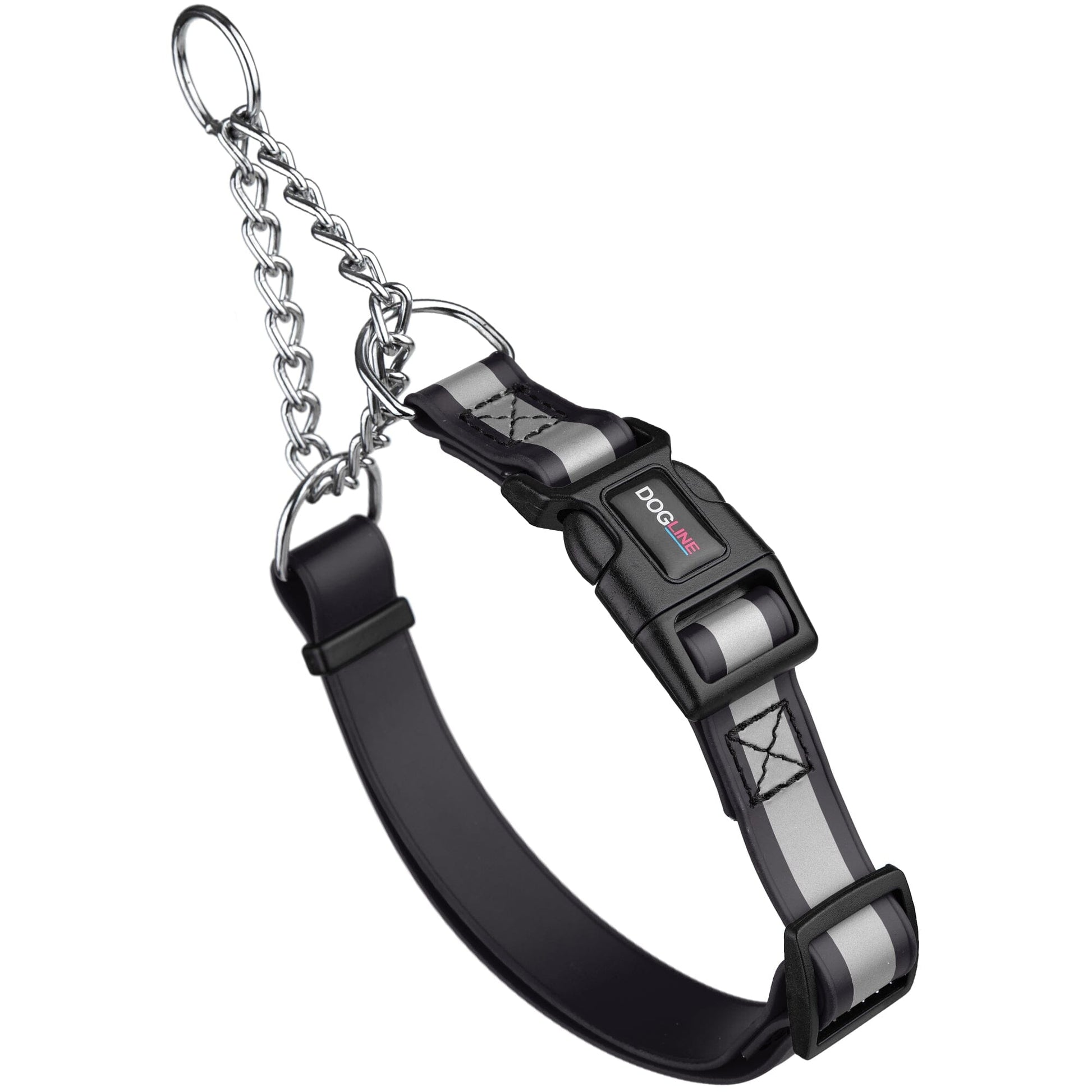 Reflective Biothane Martingale Collar with Quick Release Buckle Black Dog Collars Dogline