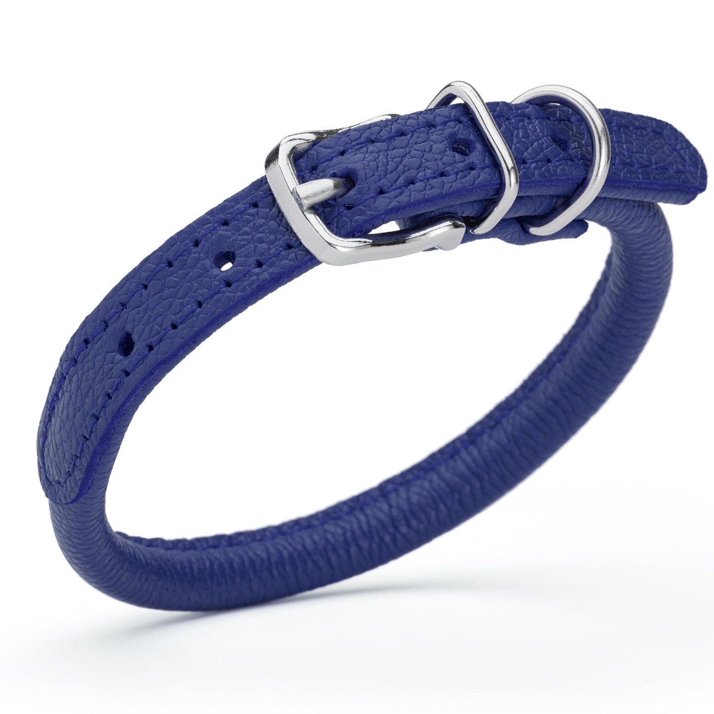 Soft Leather Round Dog Collar Royal Blue 1 3" Dog Collars Dogline