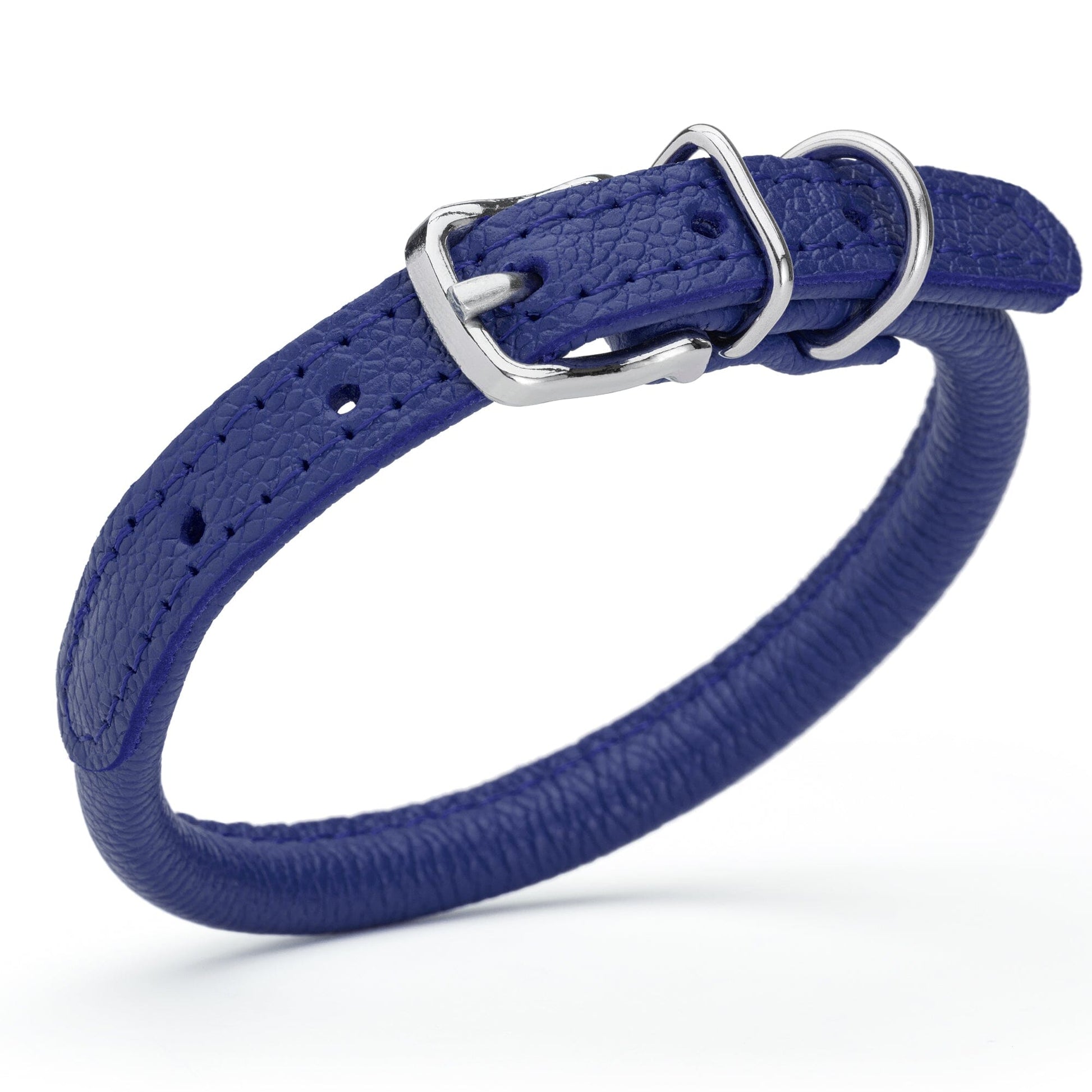 Soft Leather Round Dog Collar Royal Blue 1 3" Dog Collars Dogline