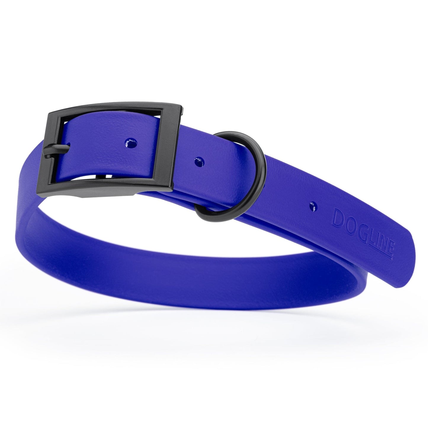 Dogline Biothane Waterproof Dog Collar with Black Hardware - Size XL (22 to 25 inches) Blueberry Royal Dog Collars Dogline