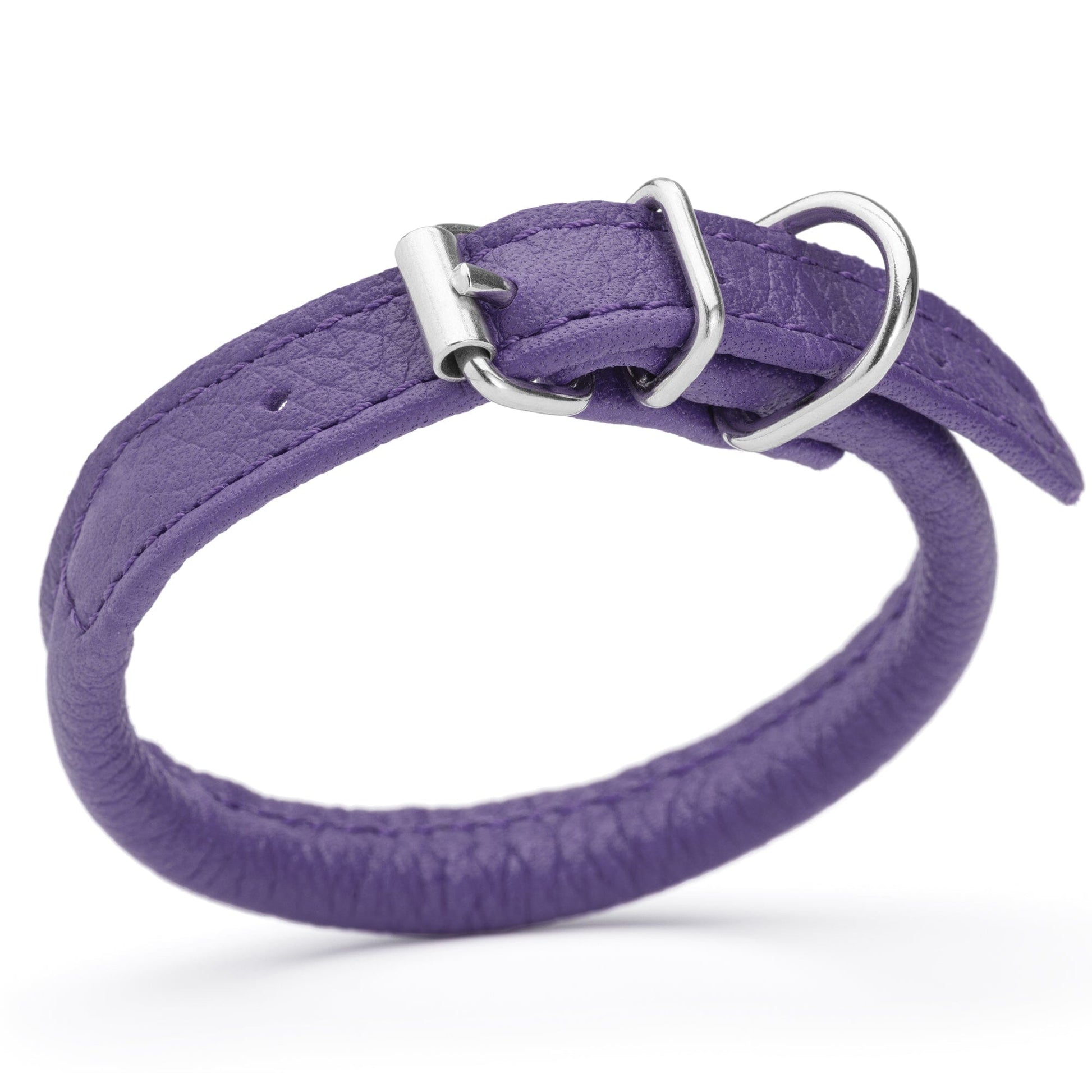 Soft Leather Round Dog Collar Purple 1 4" Dog Collars Dogline