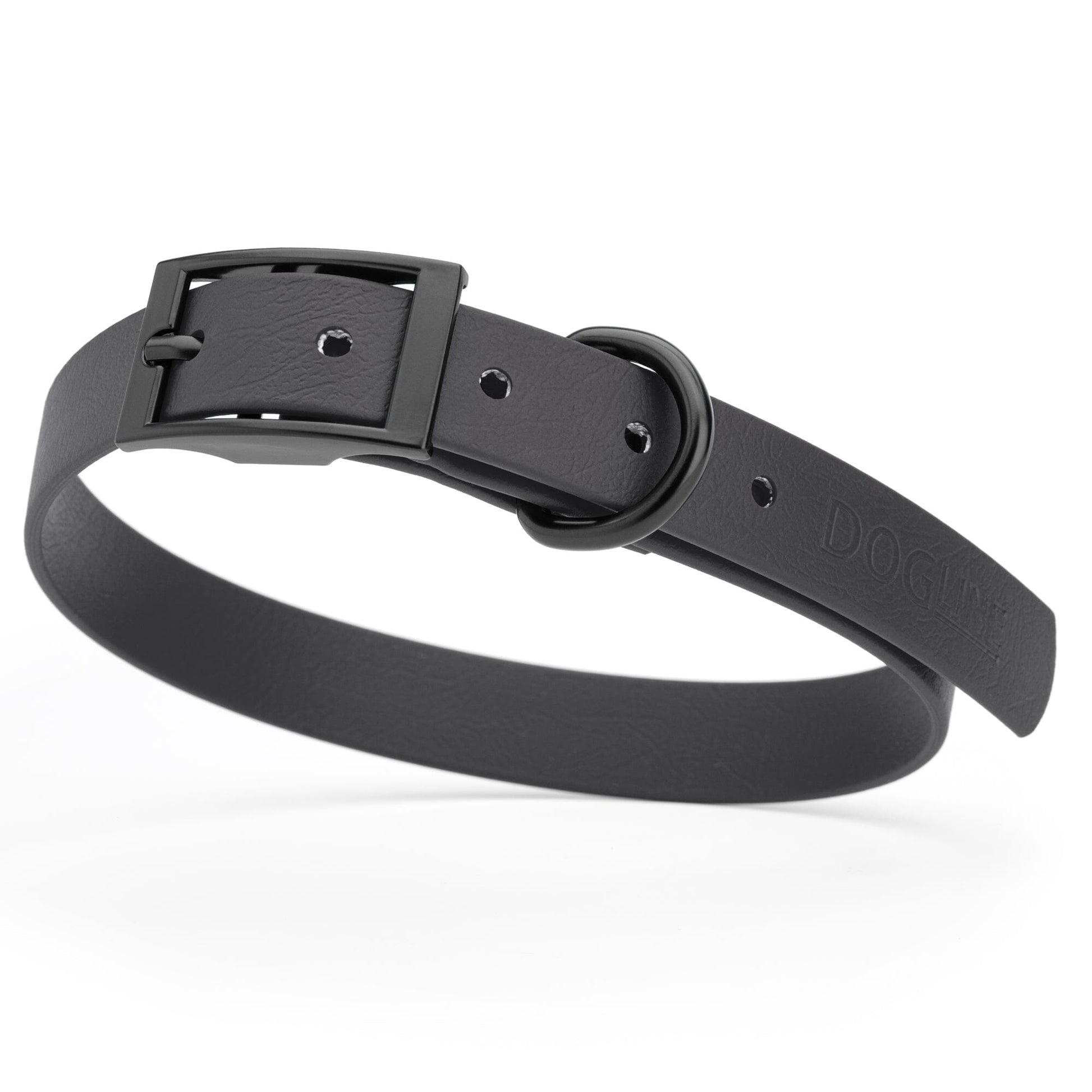 Dogline Biothane Waterproof Dog Collar with Black Hardware - Size M (15 to 18 inches) Black Dog Collars Dogline