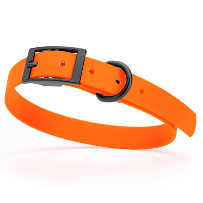 Dogline Biothane Waterproof Dog Collar with Black Hardware - Size M (15 to 18 inches) Hunter Orange Dog Collars Dogline