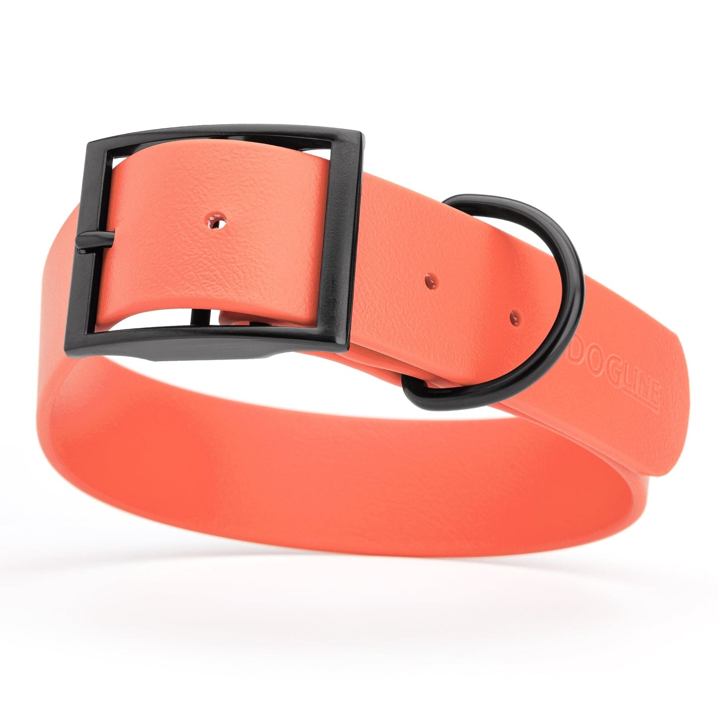 Dogline Biothane Waterproof Dog Collar with Black Hardware - 1.5" Wide, Size XXL (24 to 28 inches) Coral Dog Collars Dogline