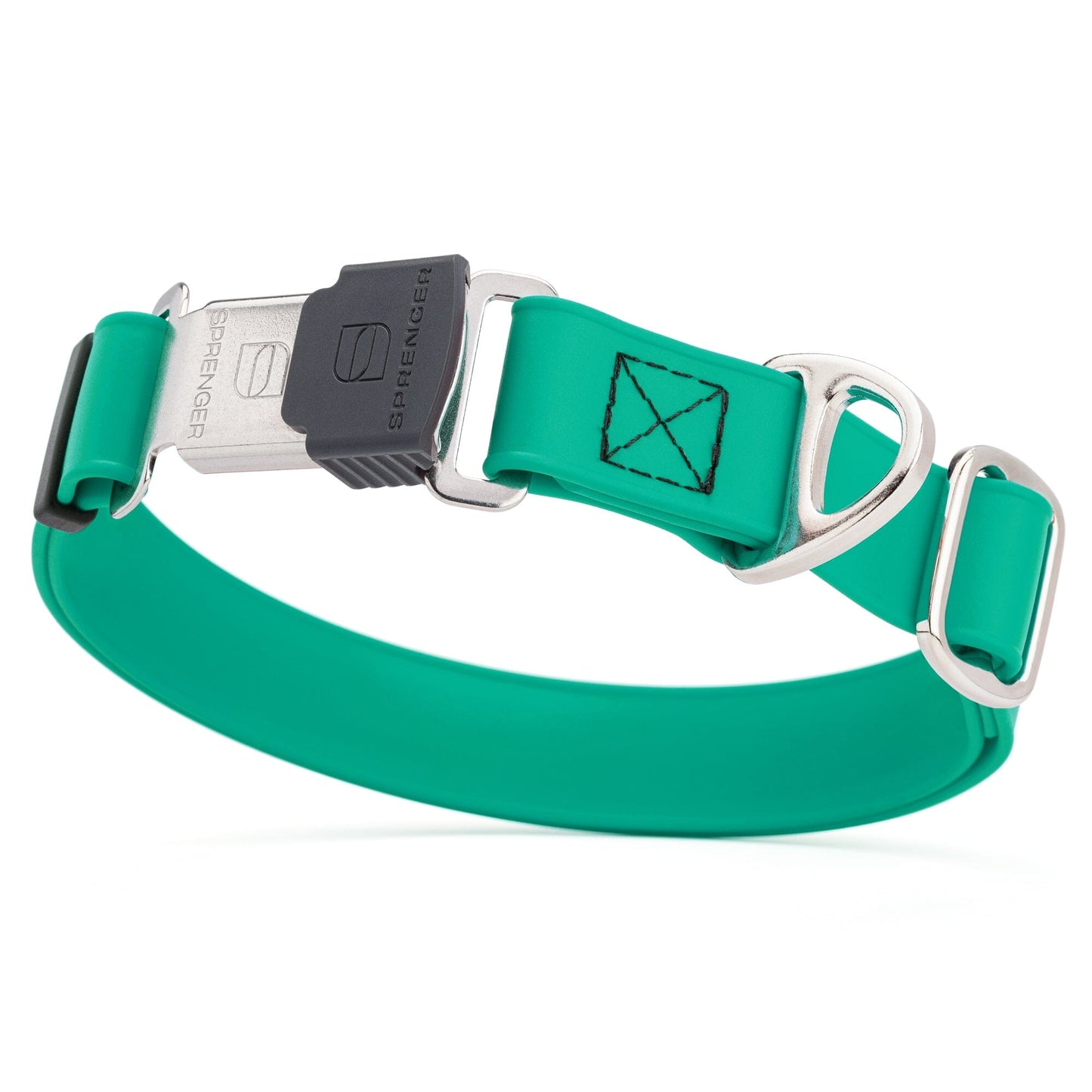 Sprenger BioThane Waterproof Dog Collar with Stainless Steel ClicLock Quick Release Buckle Teal Silver Buckle Dog Collars Dogline