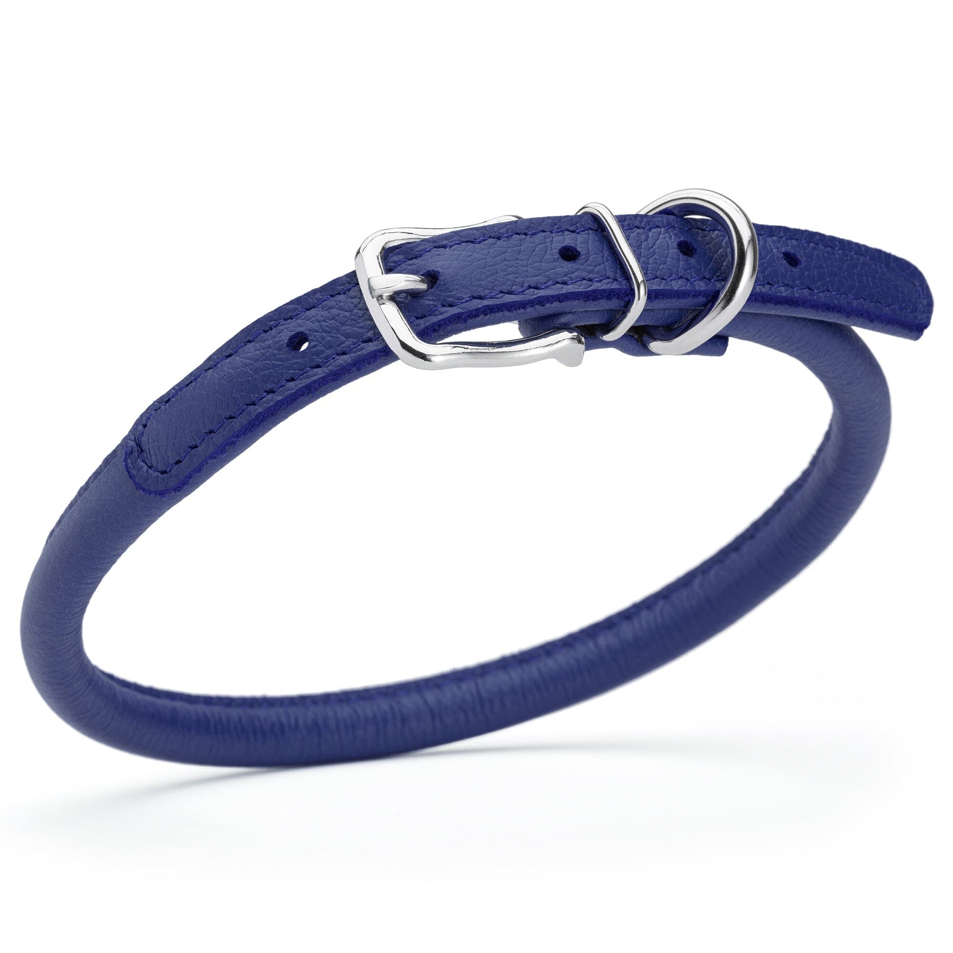 Soft Leather Round Dog Collar Royal Blue 16-19" 3 8" Dog Collars Dogline