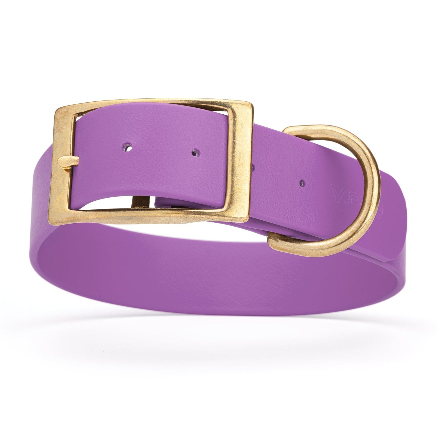 Viper Biothane Waterproof Dog Collar - Brass Hardware - 1.5in Wide, Size XXL (24 to 28 inches) Amethyst Purple Dog Collars Dogline