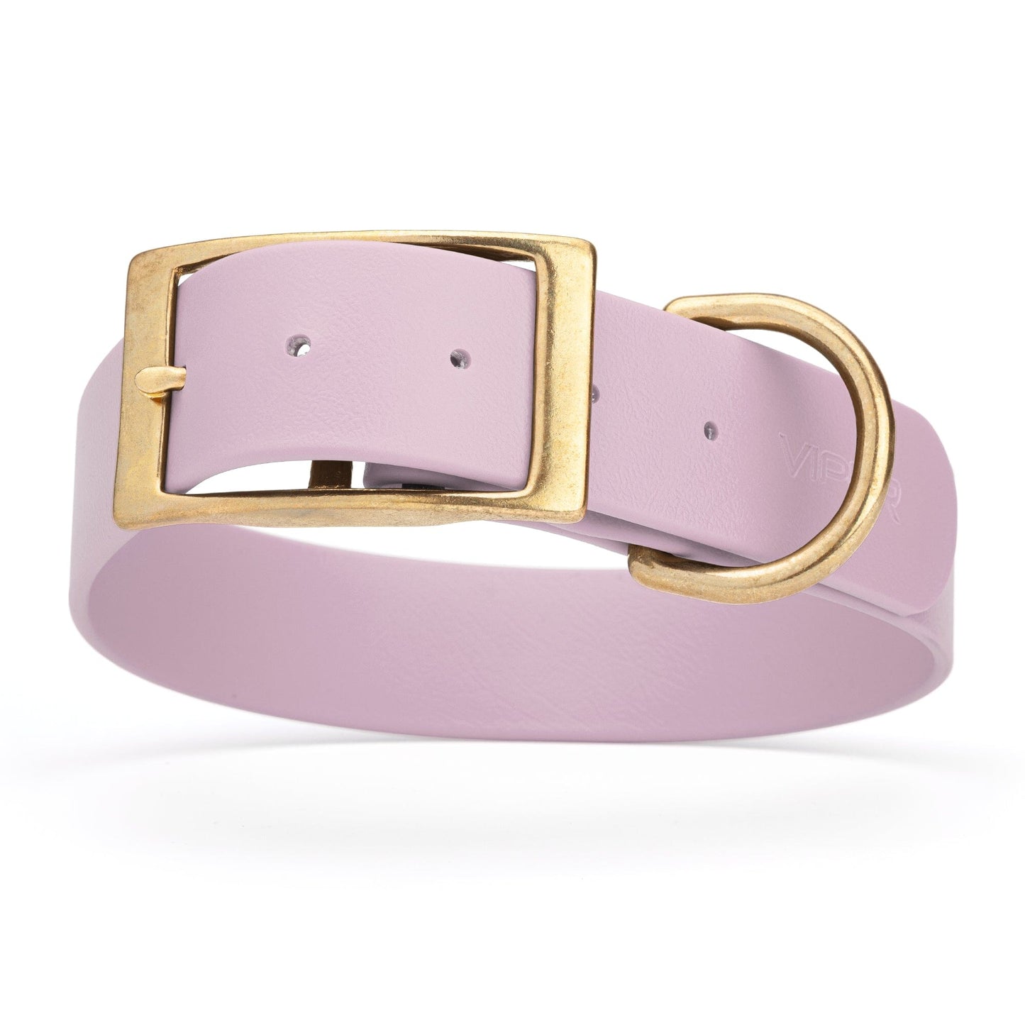 Viper Biothane Waterproof Dog Collar - Brass Hardware - 1.5in Wide, Size XXL (24 to 28 inches) Pastel Purple Dog Collars Dogline