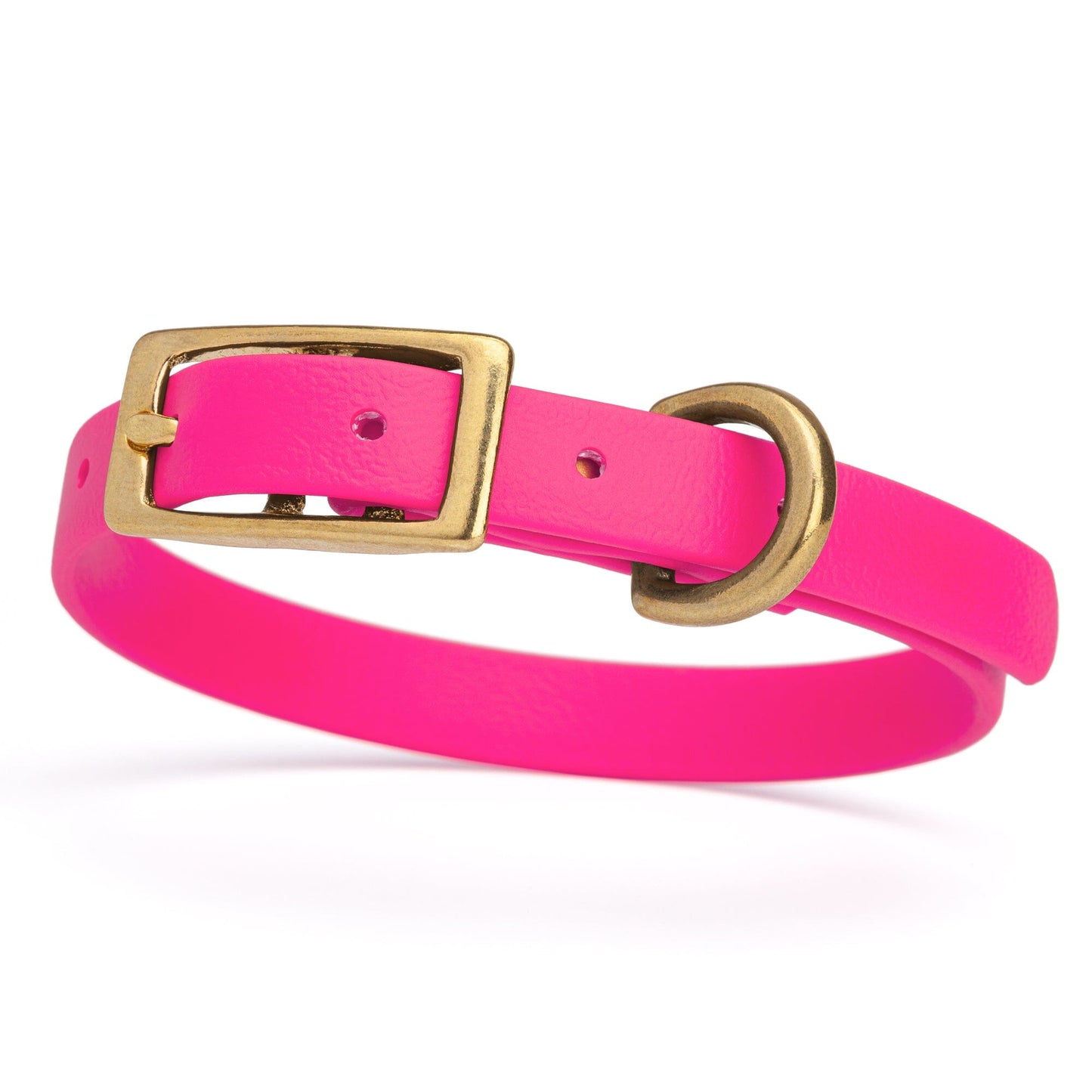Viper Biothane Waterproof Dog Collar with Brass Hardware Passionfruit Pink L 9"-12" x W 1 2" Dog Collars Dogline