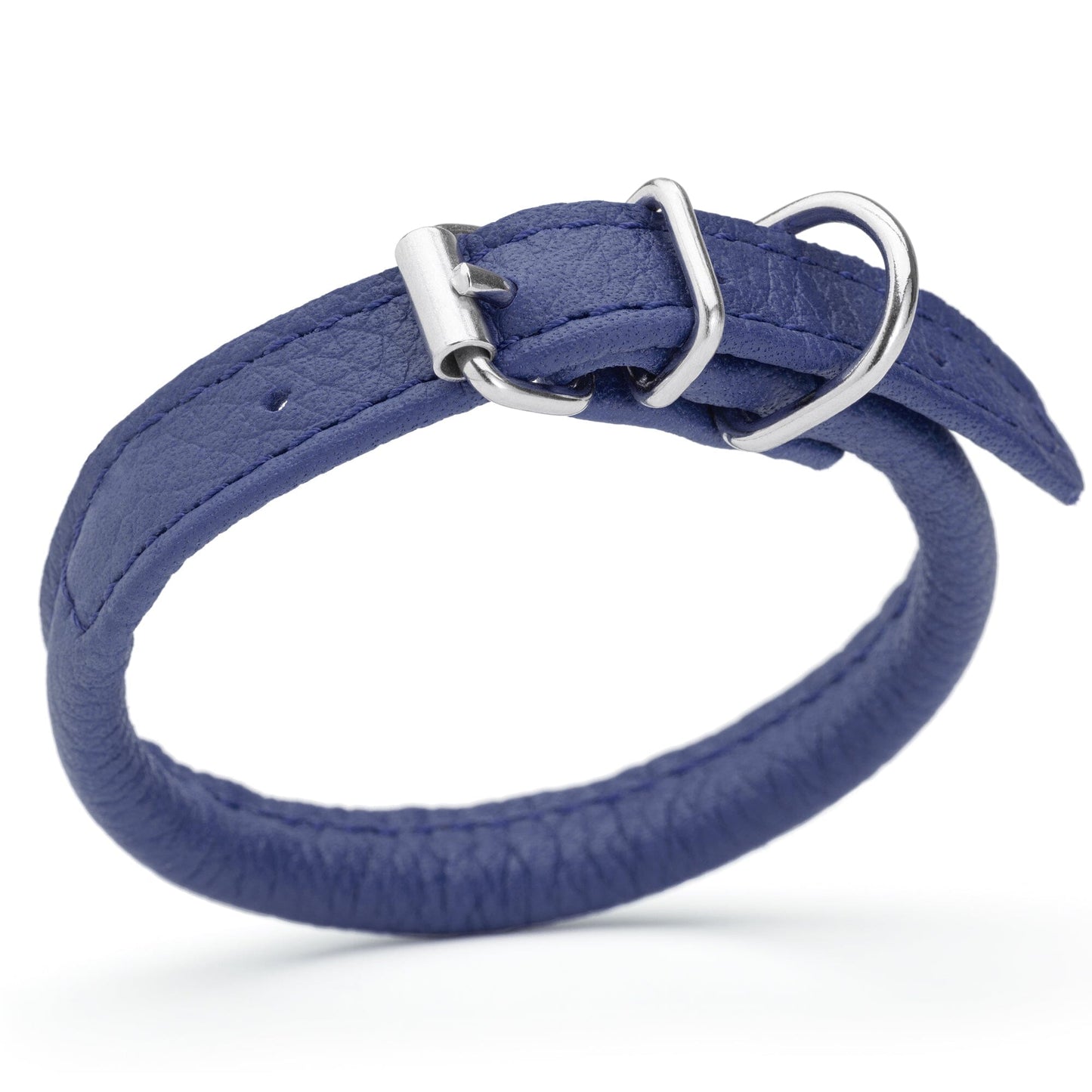 Soft Leather Round Dog Collar Royal Blue 1 4" Dog Collars Dogline