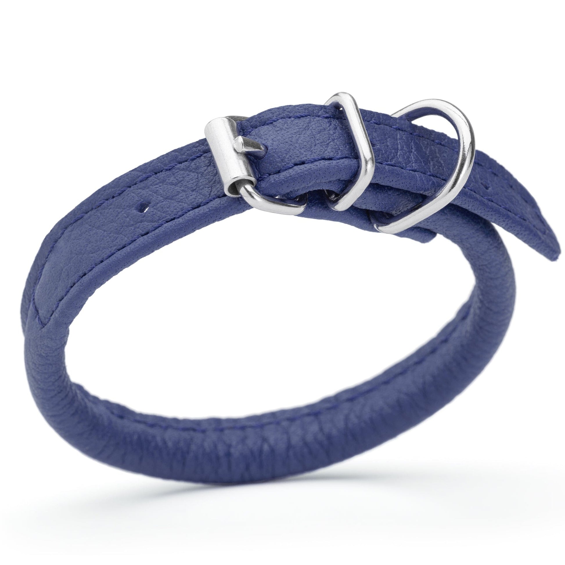 Soft Leather Round Dog Collar Royal Blue 1 4" Dog Collars Dogline