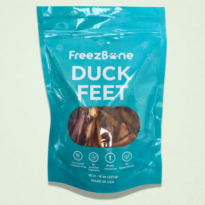 Freezbone Whole Duck Feet Dental Treats for Dogs - Human Grade - Single Ingredient Dog Treats Freezbone
