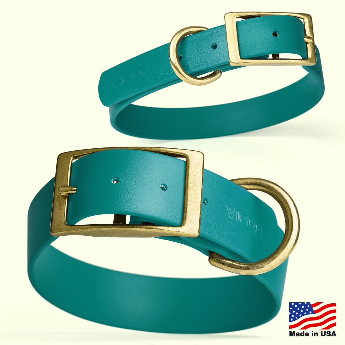 Viper Biothane Waterproof Dog Collar - Brass Hardware - 1.5in Wide, Size XL (20 to 24 inches) Dog Collars Dogline