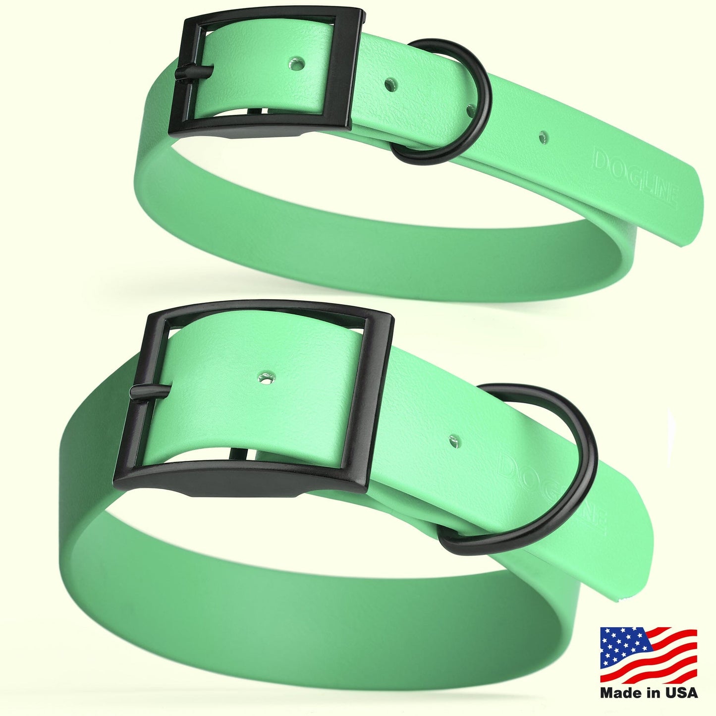 Dogline Biothane Waterproof Dog Collar with Black Hardware - 1.5" Wide, Size L (16 to 20 inches) Dog Collars Dogline