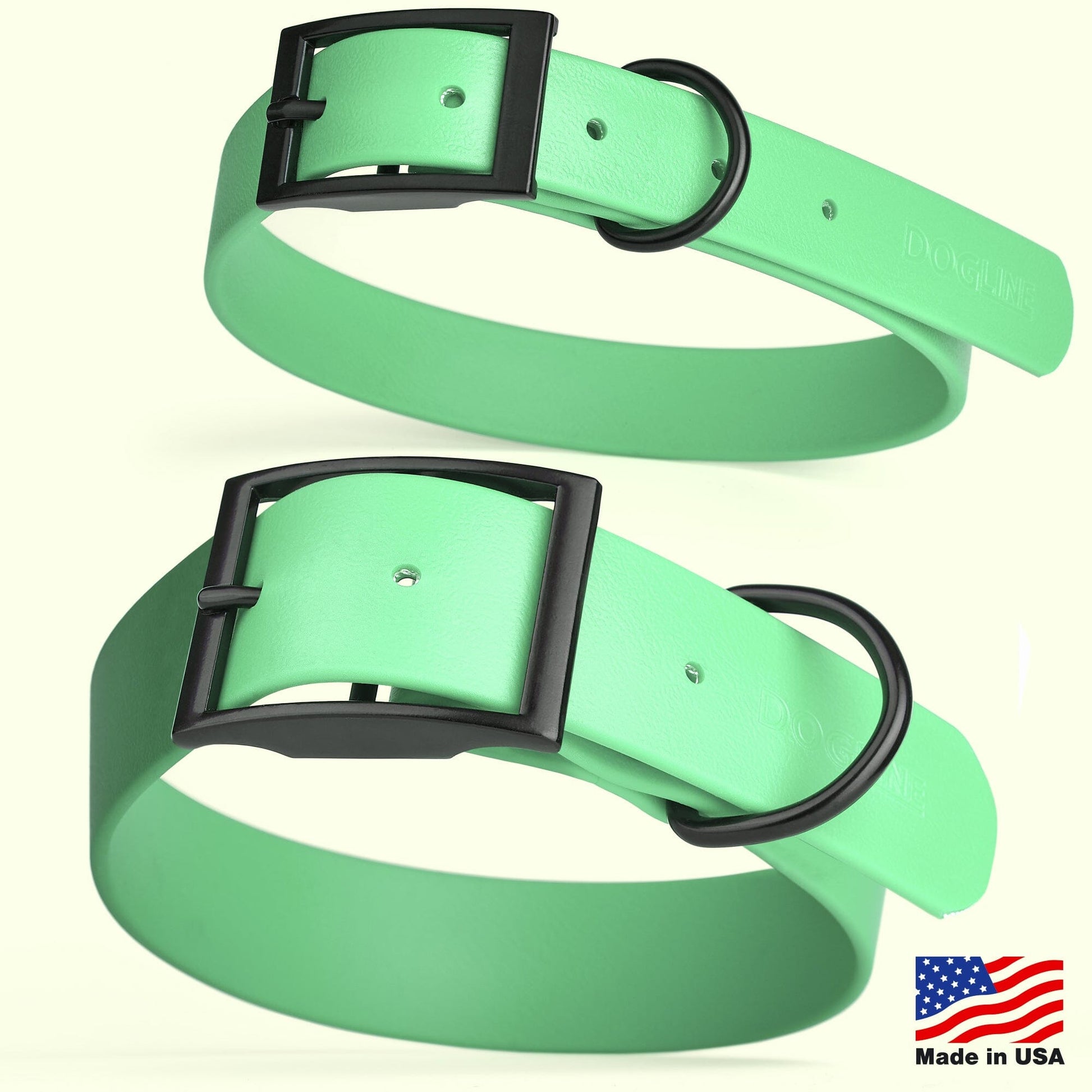 Dogline Biothane Waterproof Dog Collar with Black Hardware - 1.5" Wide, Size L (16 to 20 inches) Dog Collars Dogline