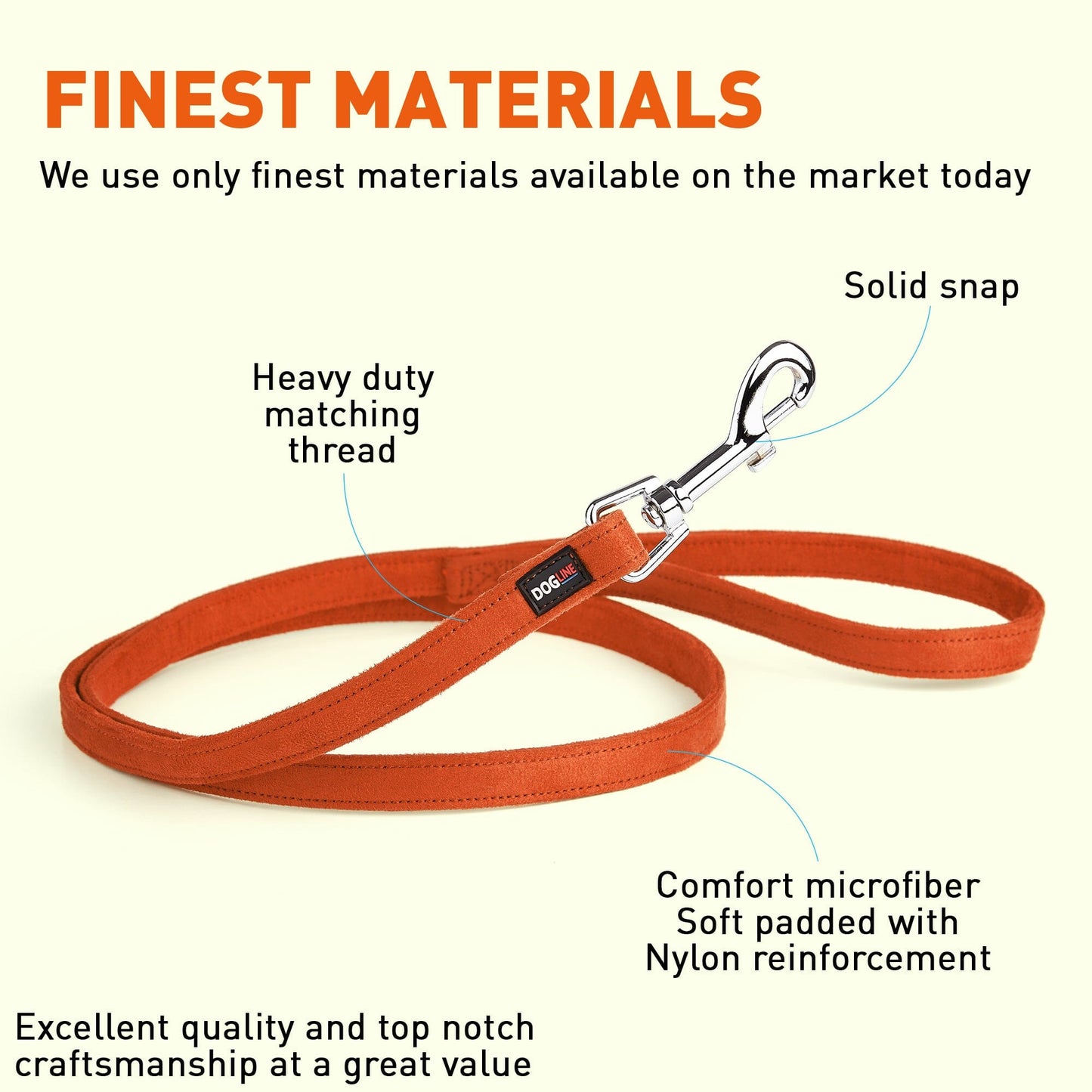 Comfort Microfiber Flat Dog Leash Dog Leashes Dogline