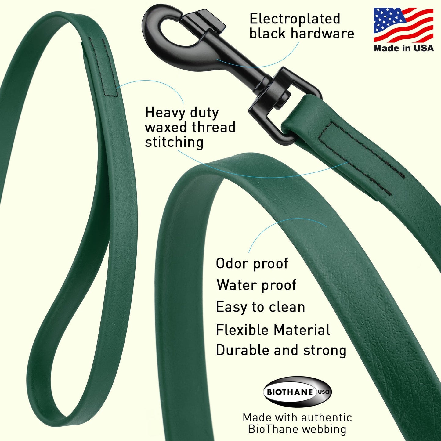 Biothane Waterproof Dog Leash, 4 ft Dog Leashes Dogline