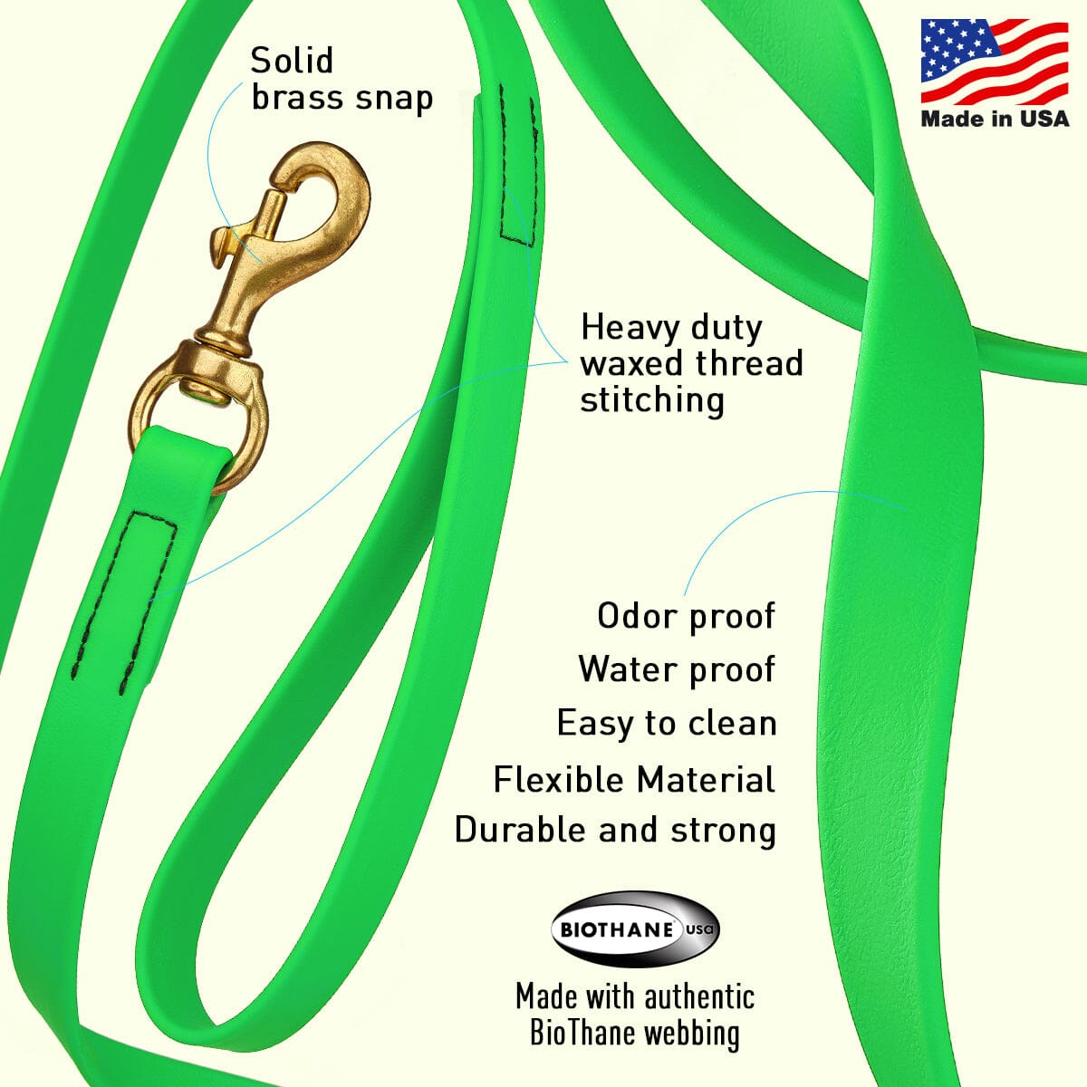 Viper Biothane Long Line 15 ft Lead with Brass Hardware Dog Leashes Dogline
